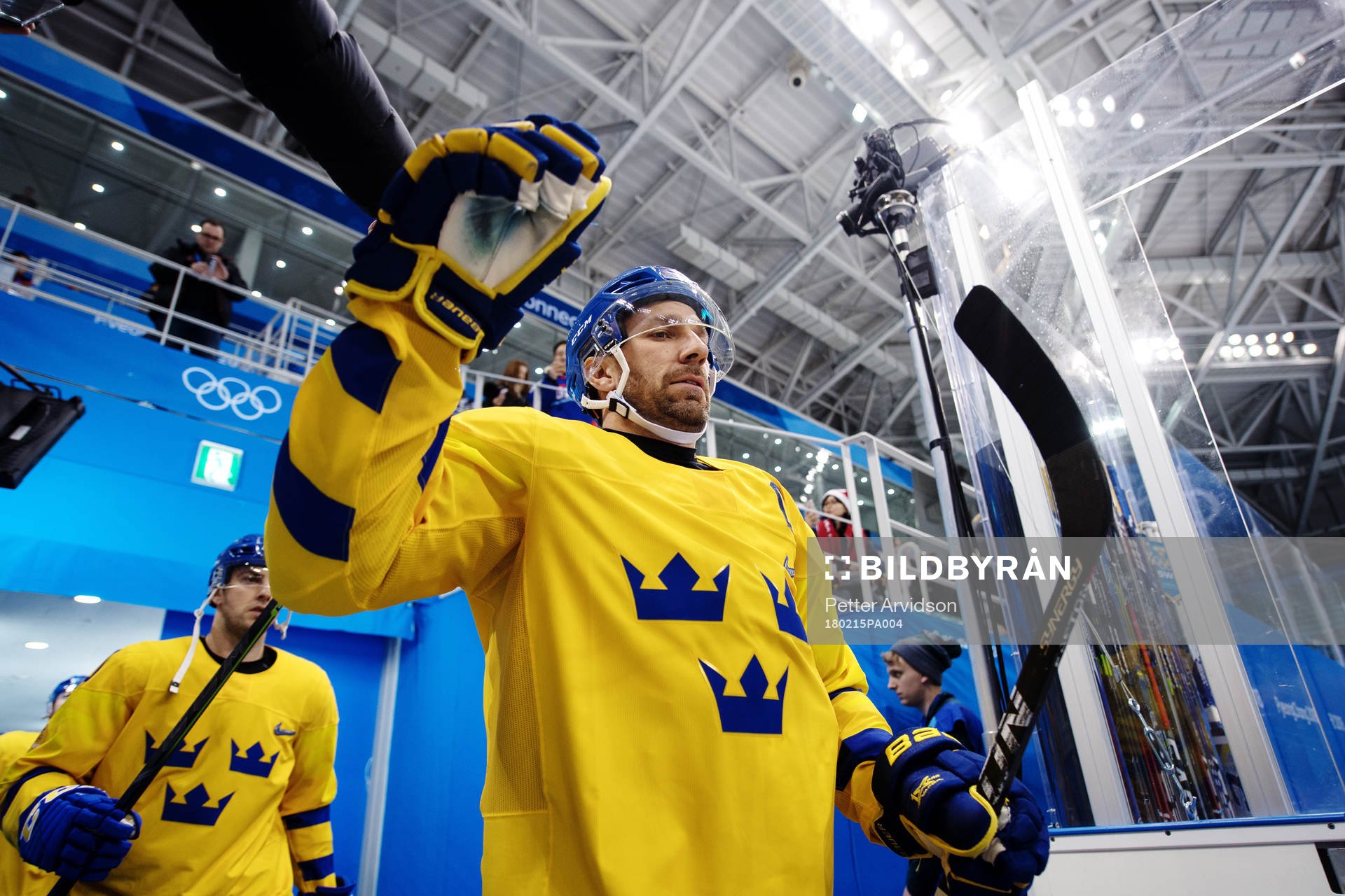 Joel Lundqvist of Sweden enters for the warm up in the