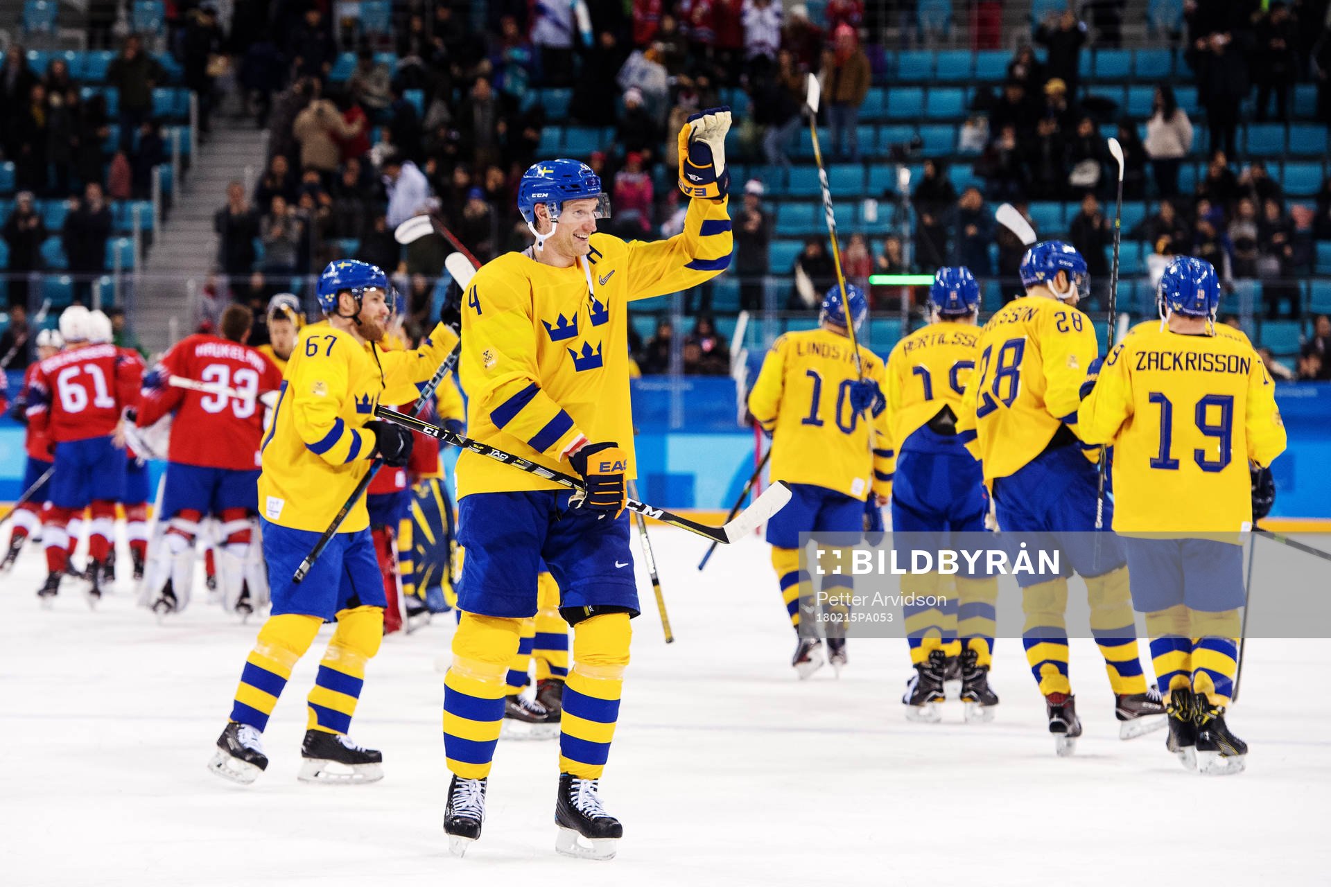 Staffan Kronwall of Sweden celebrates and recognizes the