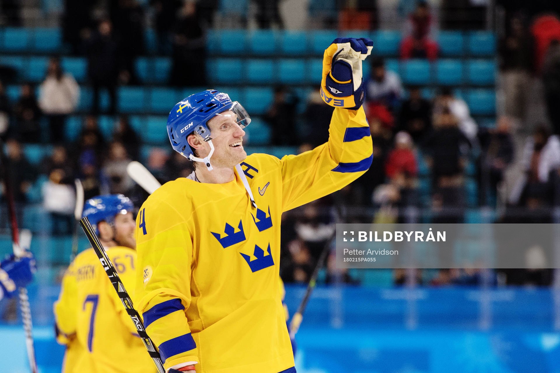 Staffan Kronwall of Sweden celebrates and recognizes the