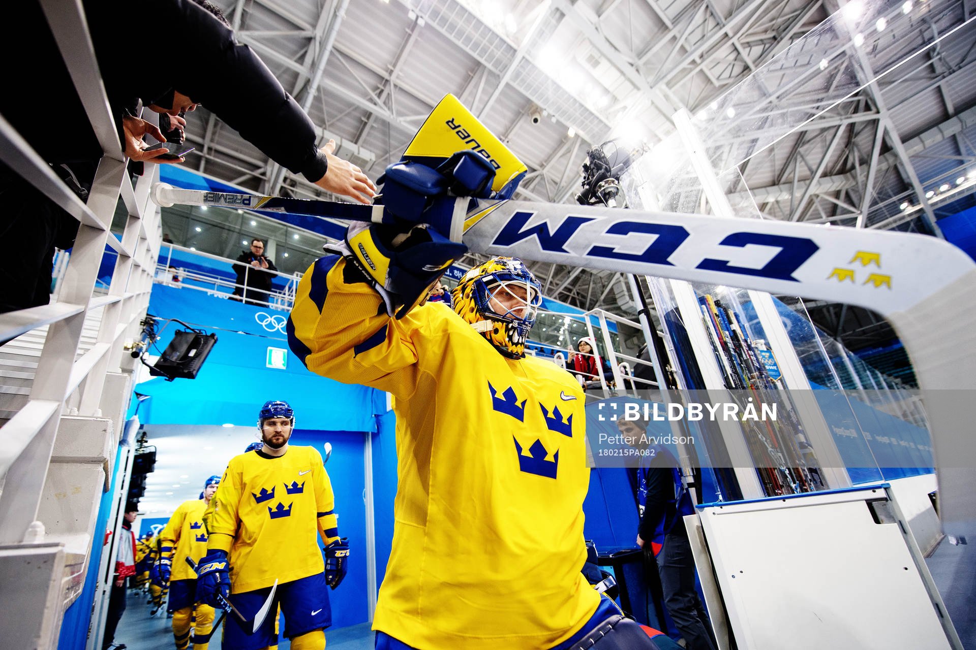 Goaltender Viktor Fasth of Sweden prior to the Men's Ice