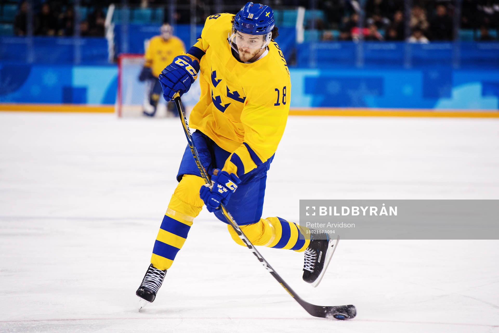 Dennis Everberg of Sweden scores the 0-3 goal in the Men's