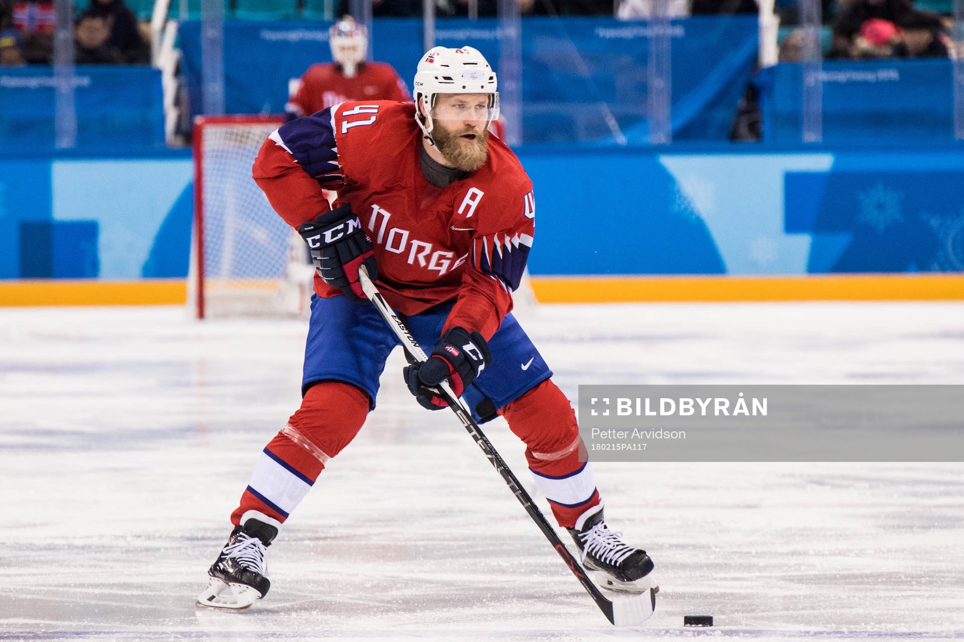 Patrick Thoresen of Norway in the Men's Ice Hockey