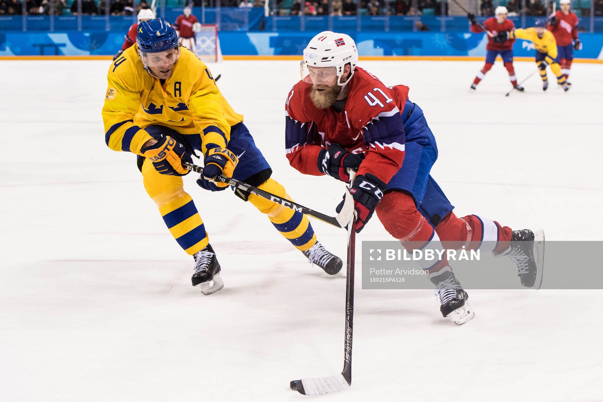 Patrick Thoresen of Norway and Staffan Kronwall of Sweden