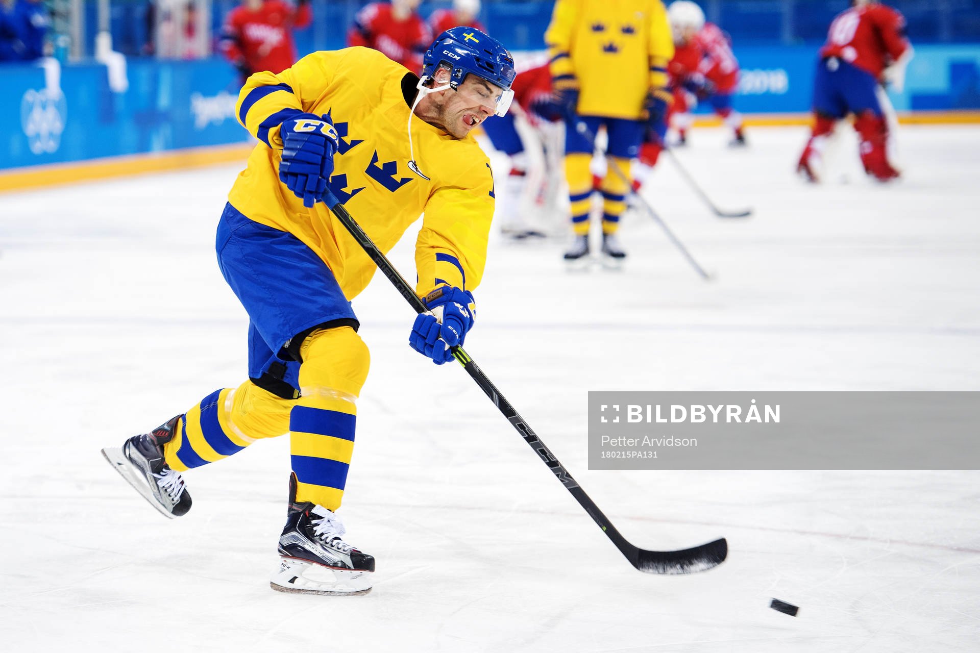 Joakim Lindström of Sweden warming up prior to the Men's