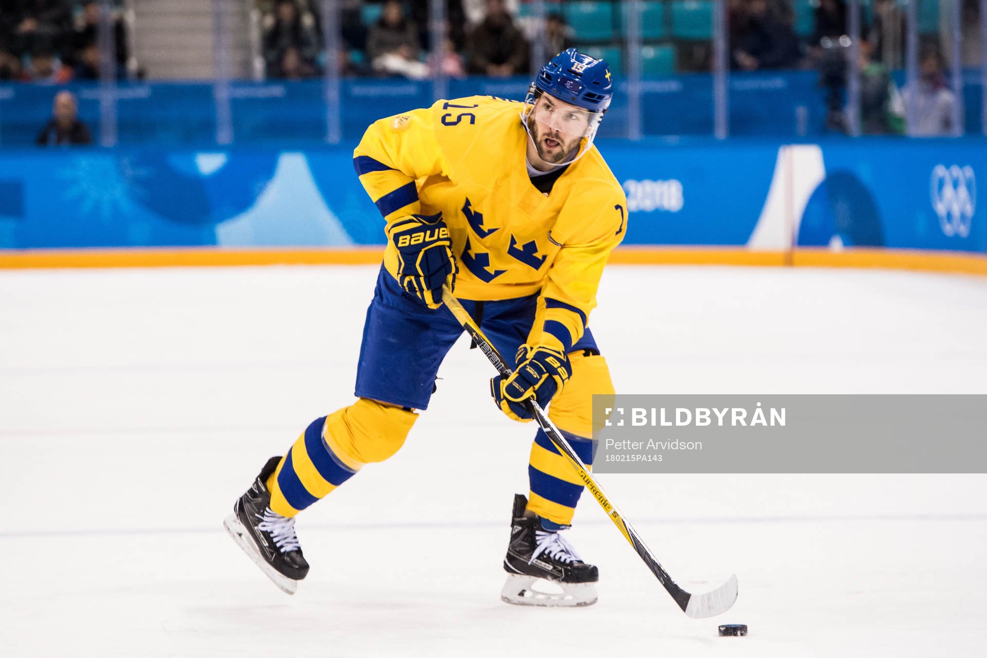 Simon Bertilsson of Sweden in the Men's Ice Hockey