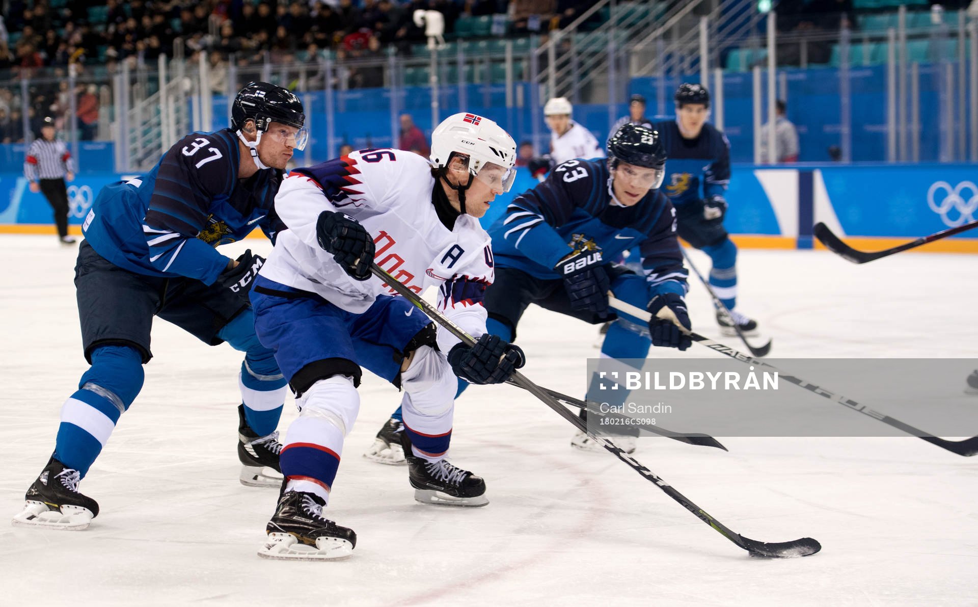 Mathis Olimb of Norway in the ice hockey game between