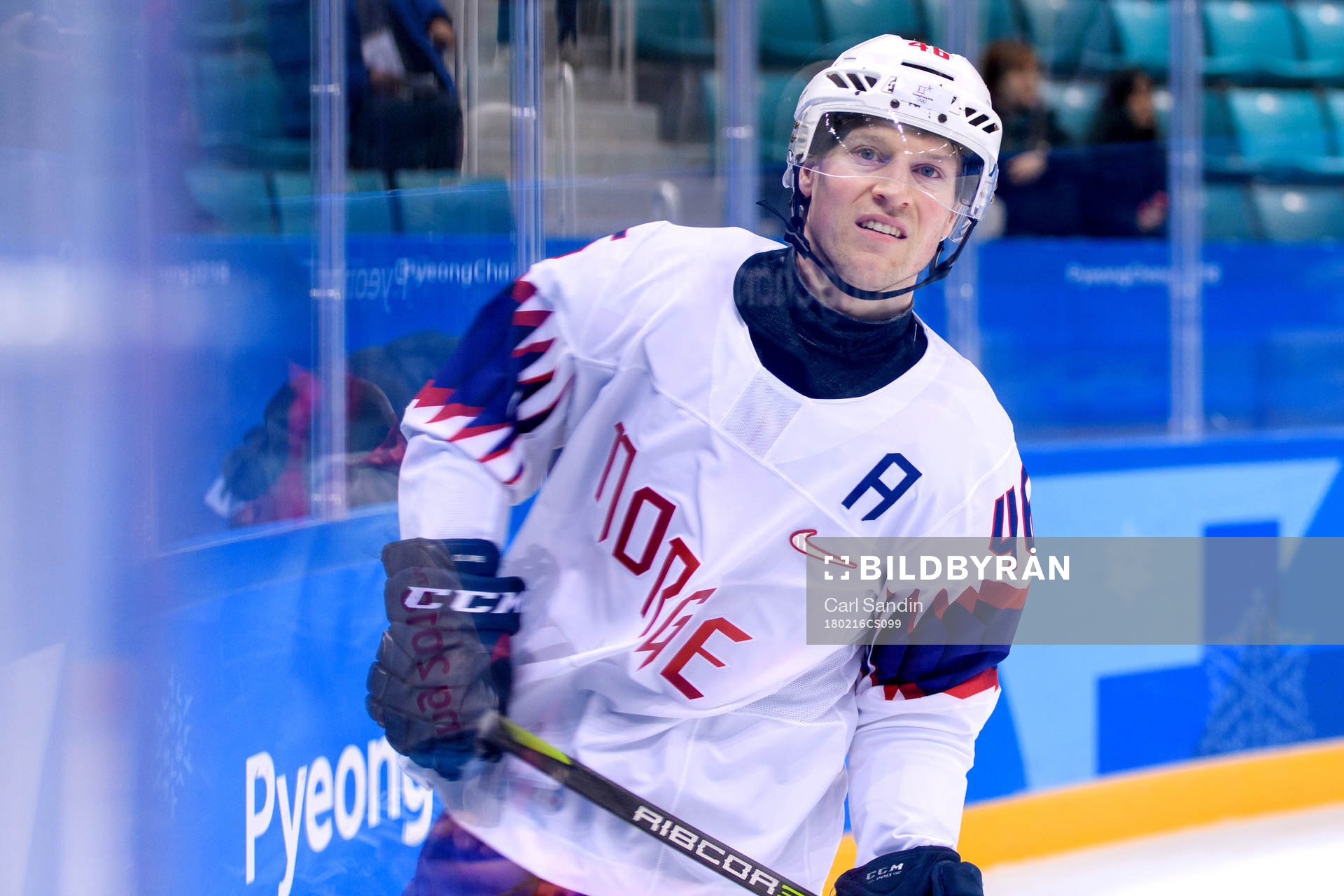 Mathis Olimb of Norway in the ice hockey game between