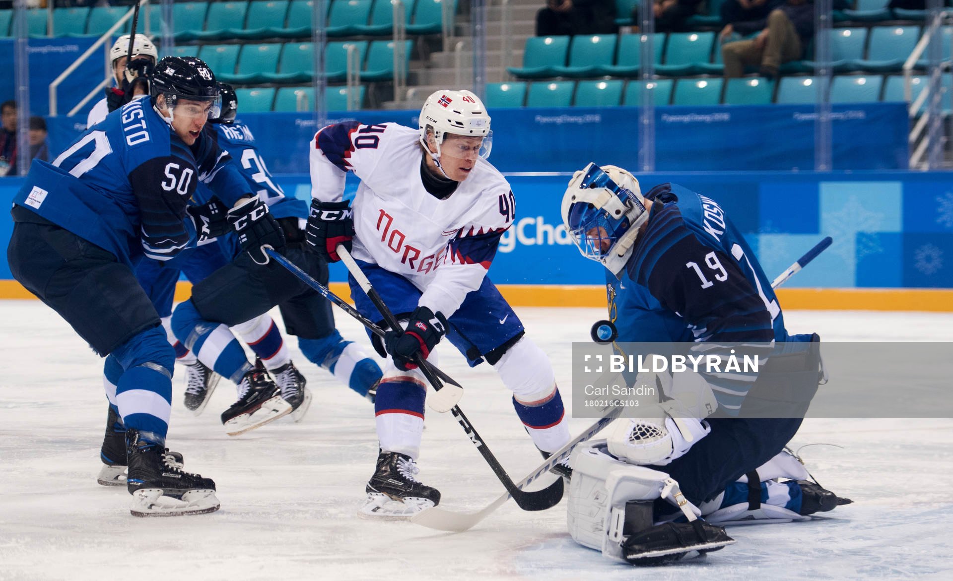 Miika KOIVISTO and goaltender Mikko KOSKINEN of Finland and