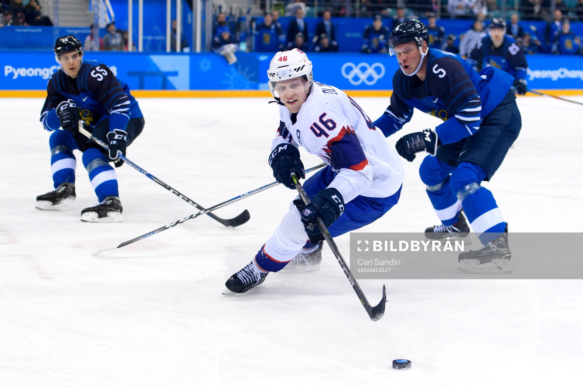 Mathis Olimb of Norway in the ice hockey game between