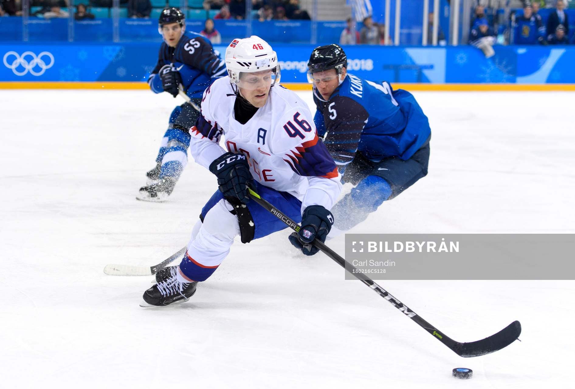 Mathis Olimb of Norway in the ice hockey game between