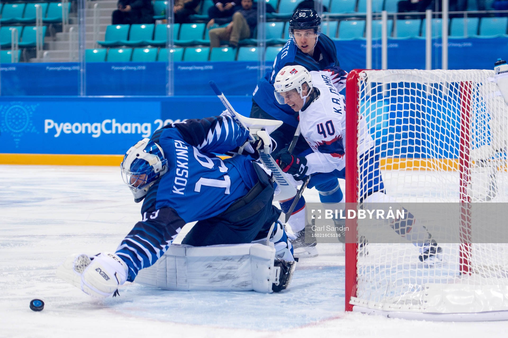 Goaltender Mikko Koskinen of Finland in the ice hockey game