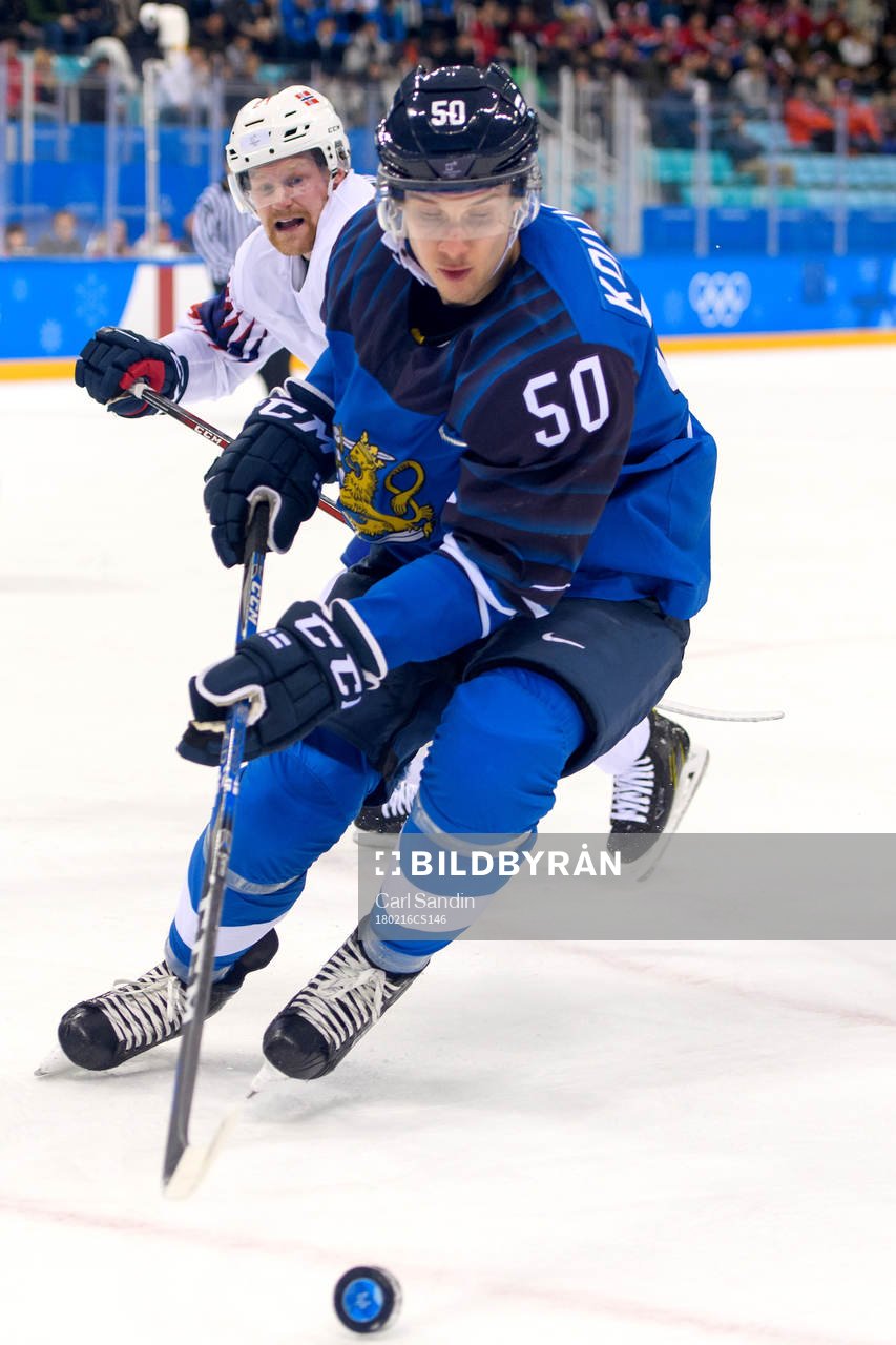 Miika Koivisto of Finland in the ice hockey game between