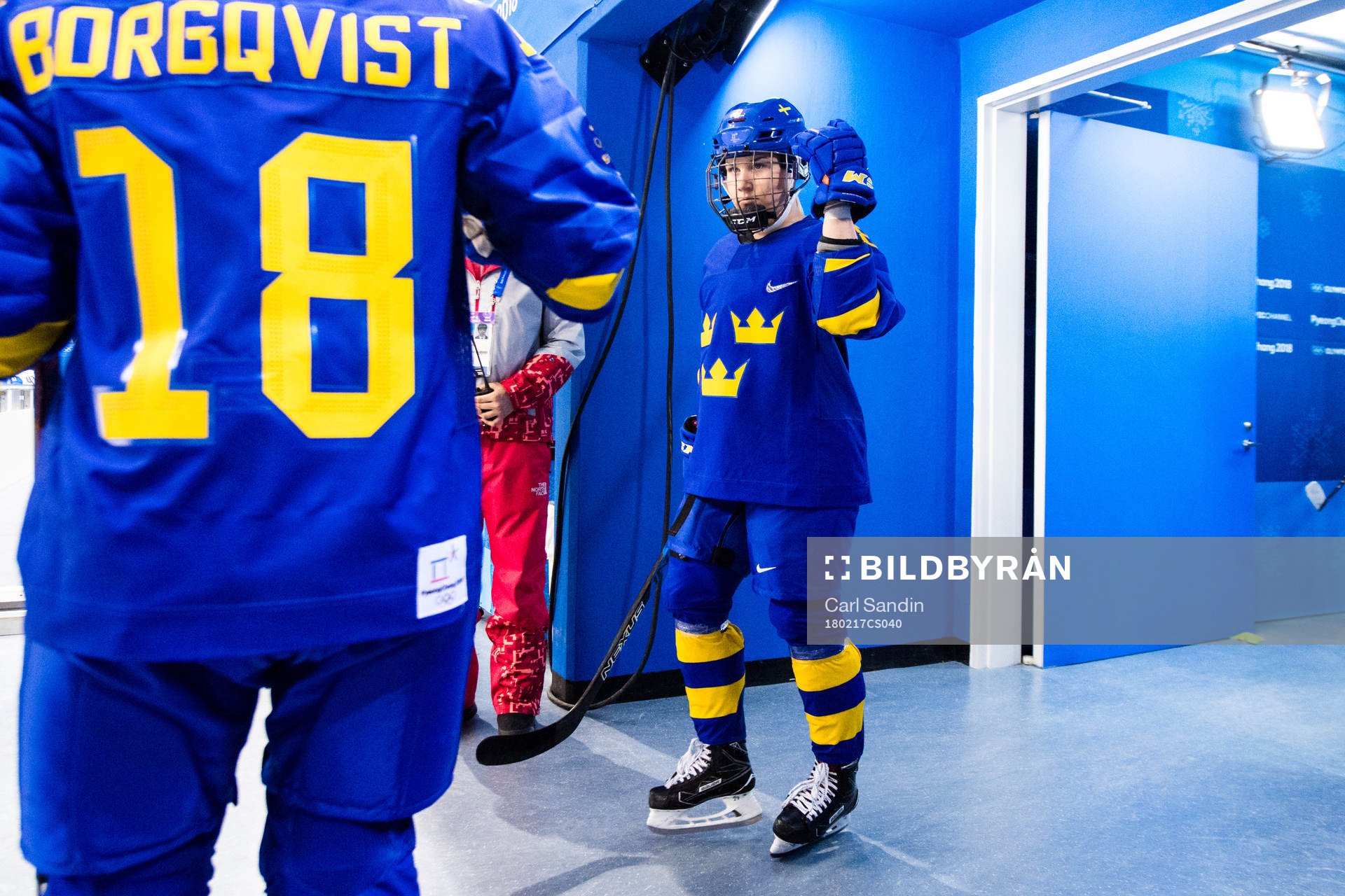 Annie Svedin of Sweden prior the ice hockey quarterfinal
