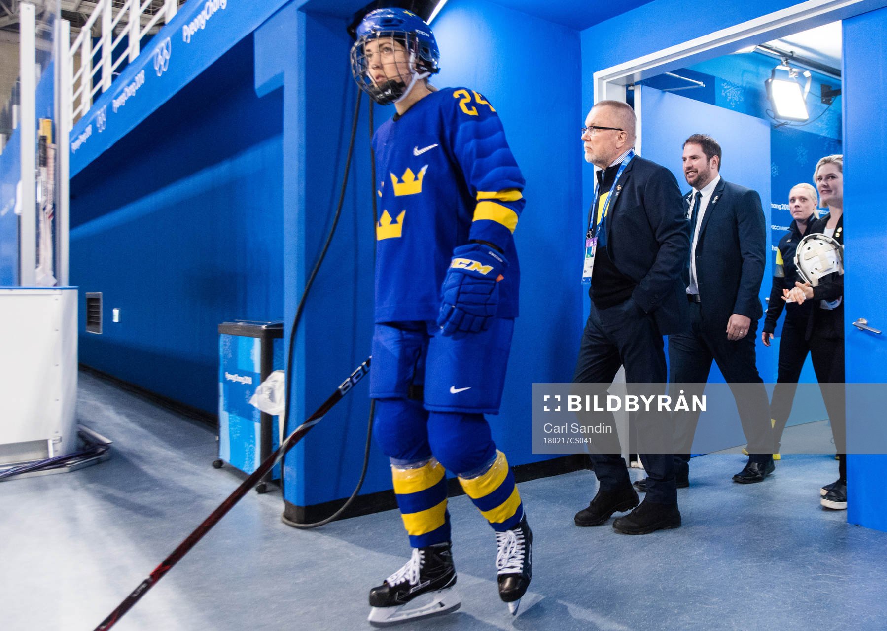 Erika Grahm and Leif Boork, head coach  of Sweden prior the