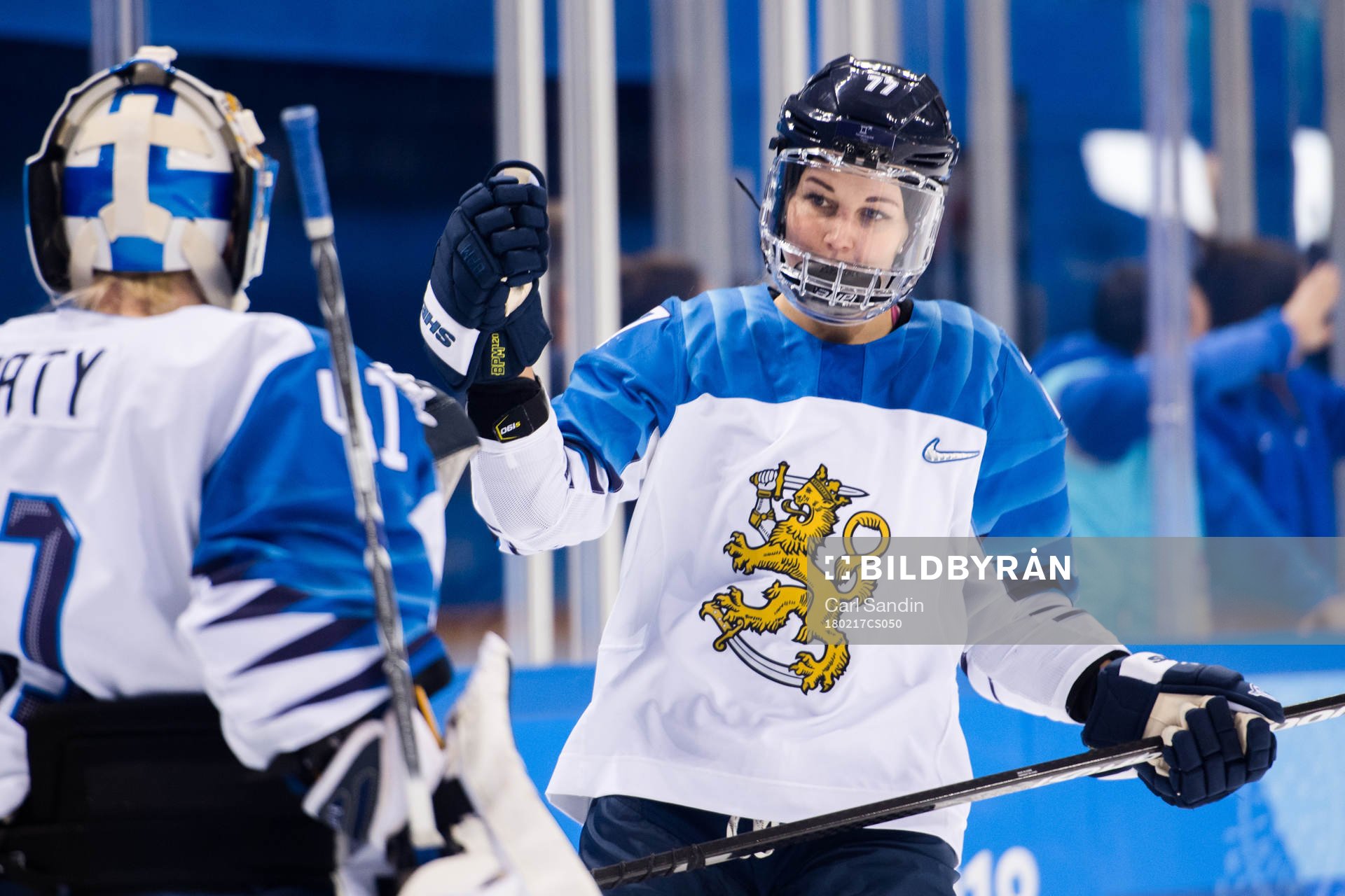 Susanna Tapani of Finland celebrating the 3-0 goal in the