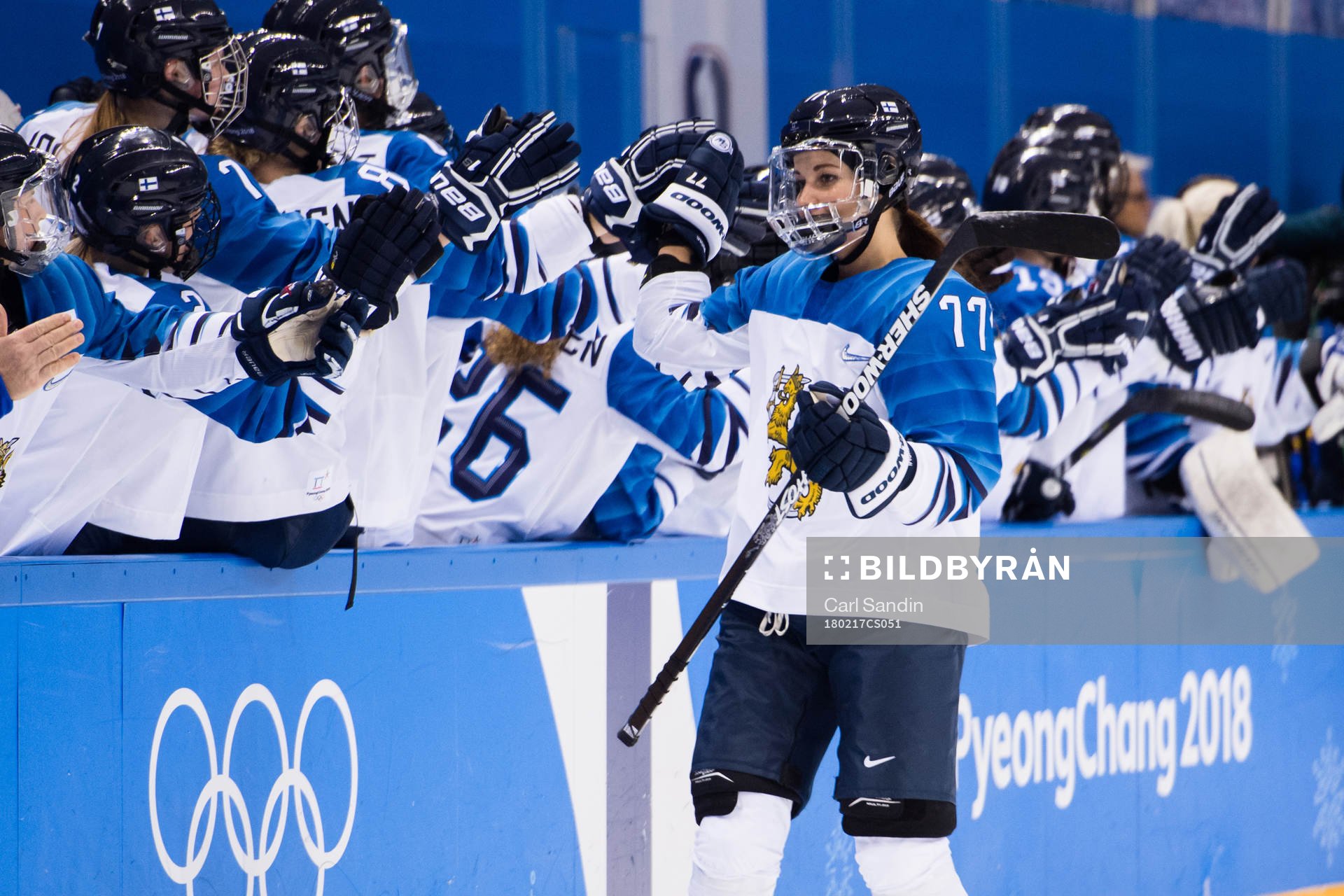 Susanna Tapani of Finland celebrating the 3-0 goal in the