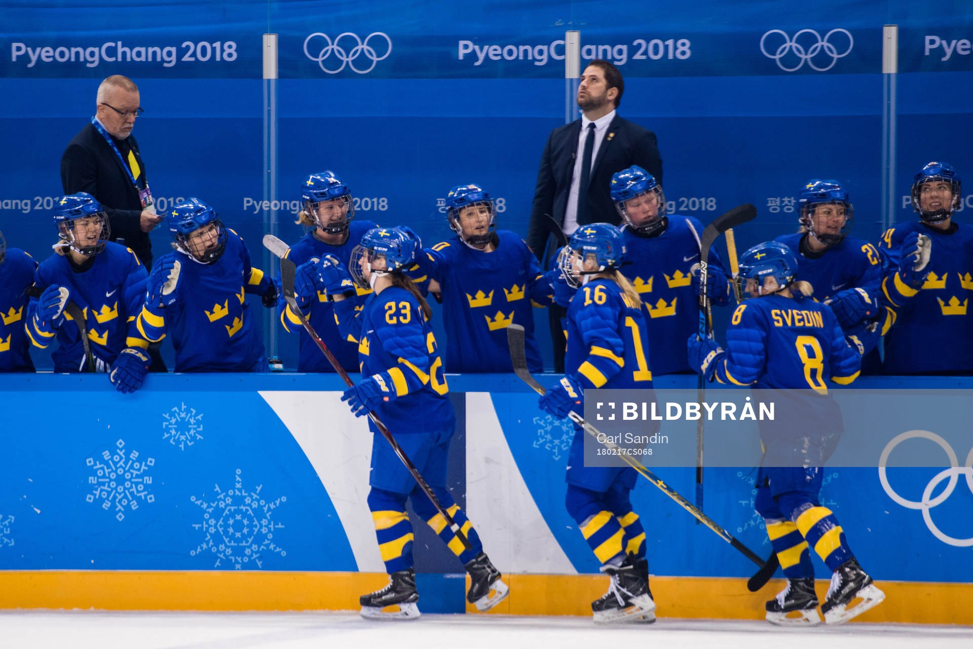 Rebecca Stenberg of Sweden celebrating the 5-2 goal in the