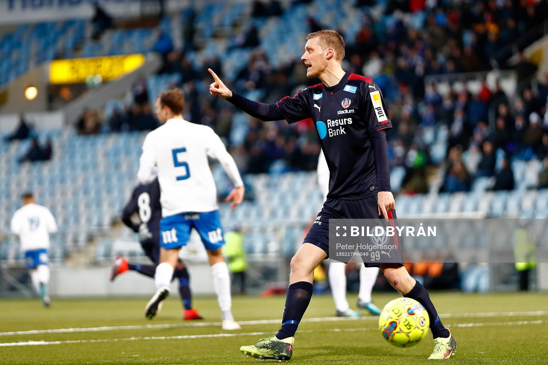 Helsingborgs Andri Rúnar Bjarnason reagerar