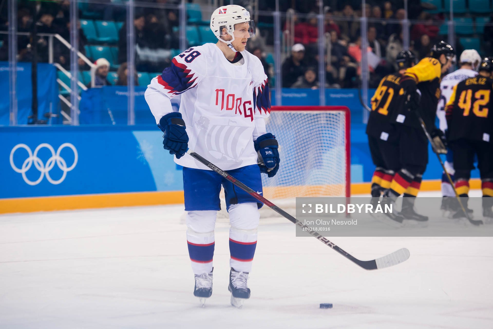 Niklas Roest of Norway in the Men's Ice Hockey Preliminary
