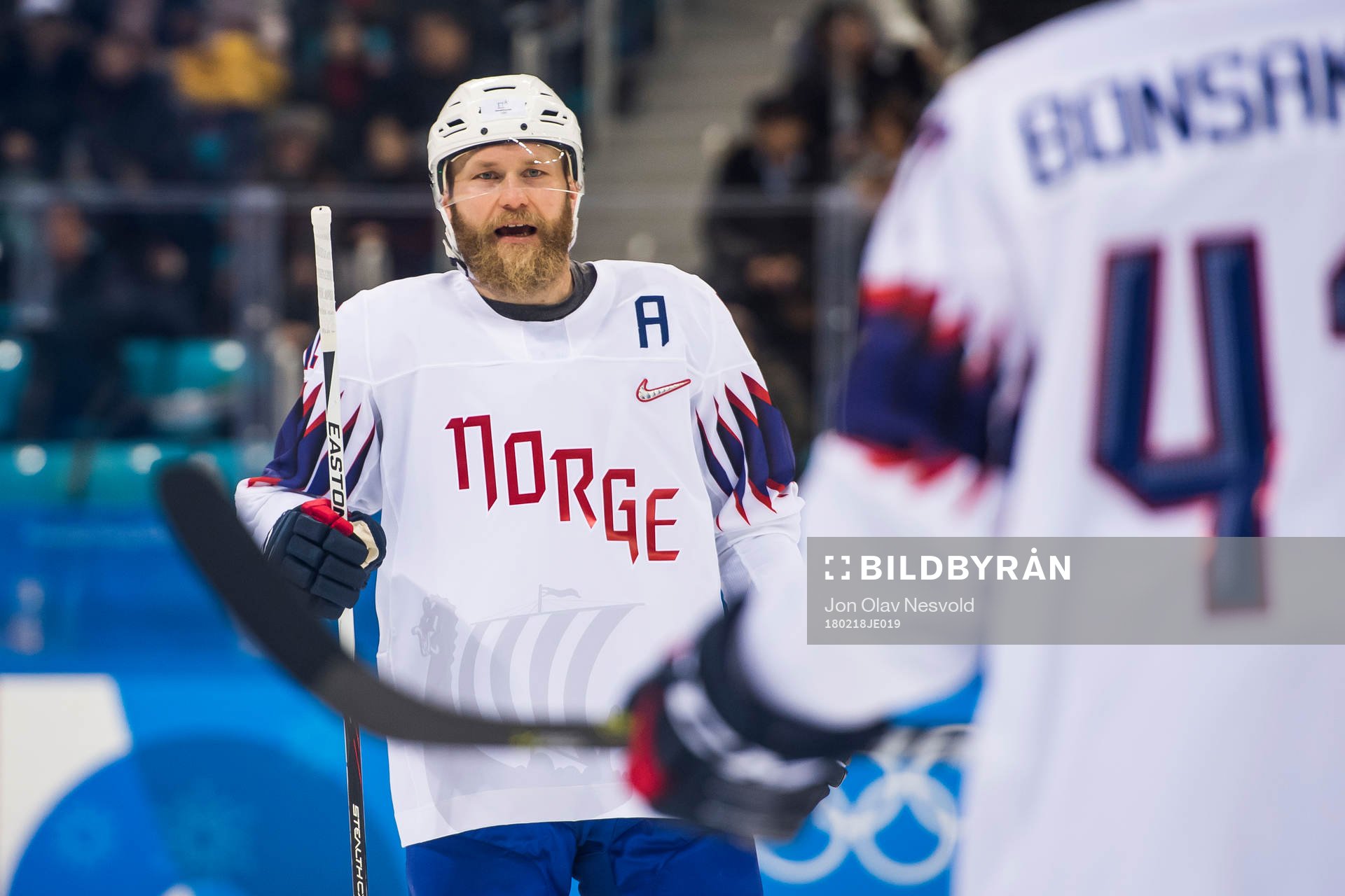 Patrick Thoresen of Norway in the Men's Ice Hockey