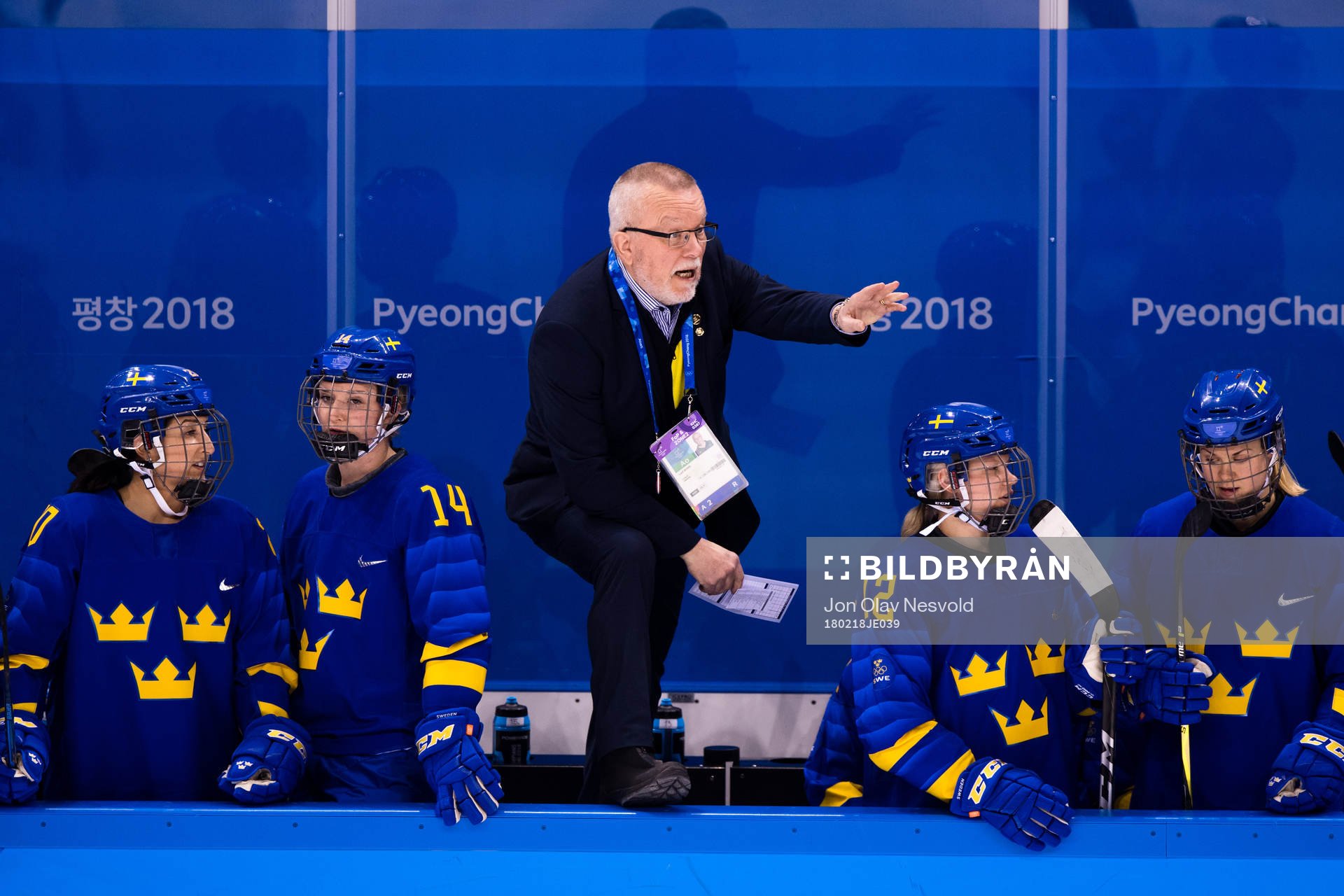 Leif Boork, head coach of Sweden, in the Women's Ice Hockey