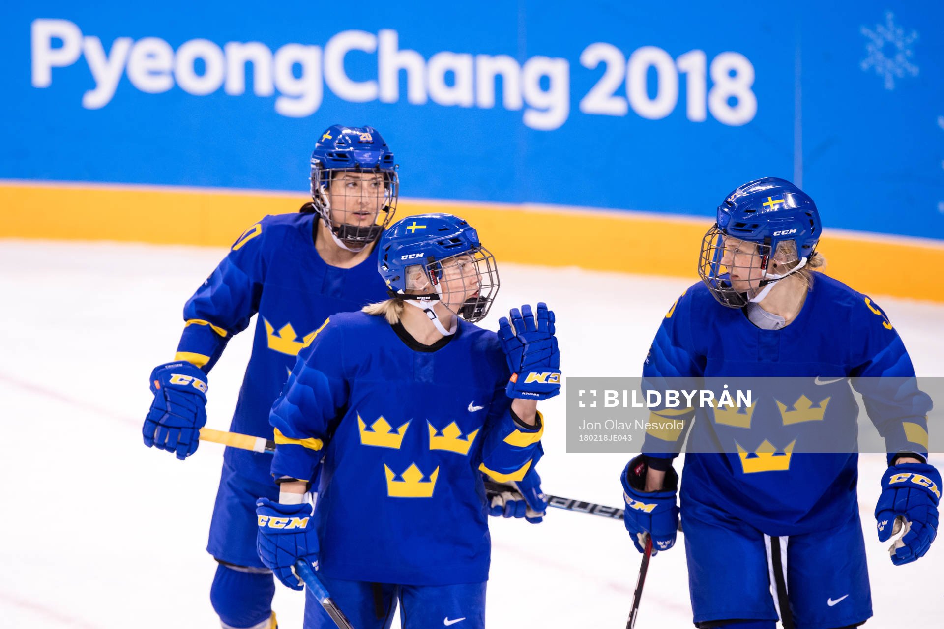 Annie Svedin, Fanny Rask and Johanna Fällman of Sweden in