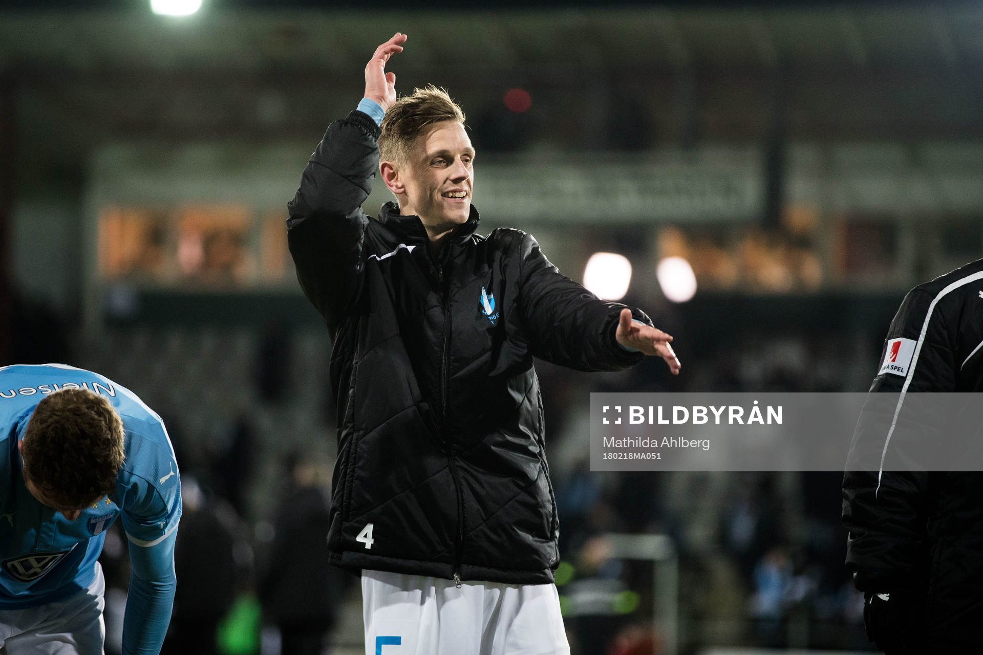 Malmö FFs Sören Rieks jublar efter fotbollsmatchen i Svenska cupen mellan Malmö FF och Dalkurd den 18 februari 2018  i Malmö.