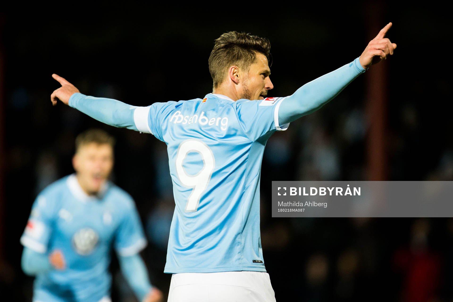 Malmö FFs Markus Rosenberg jublar under fotbollsmatchen i Svenska cupen mellan Malmö FF och Dalkurd den 18 februari 2018  i Malmö.
