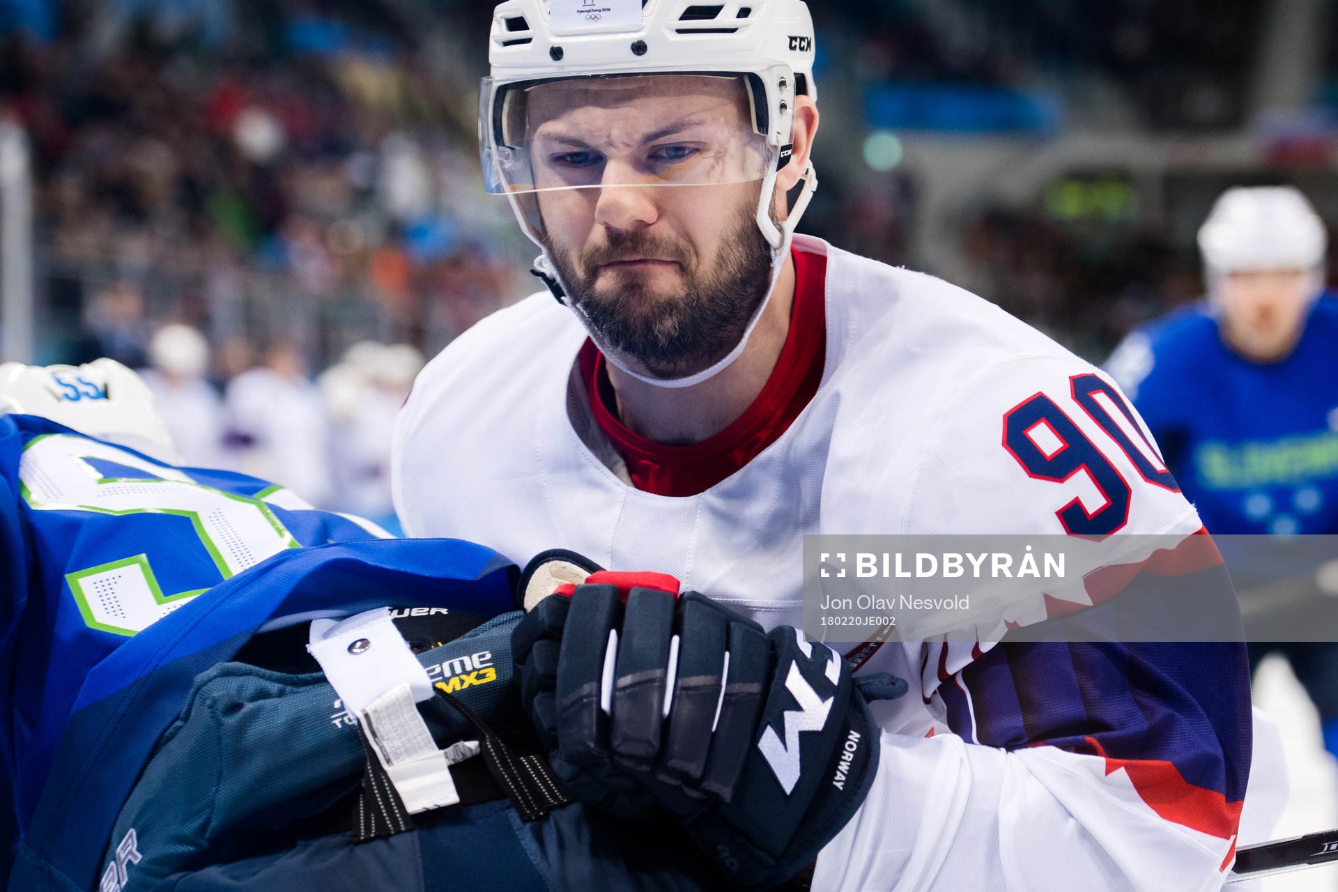 Daniel Sørvik of Norway in the Men's Ice Hockey Playoff