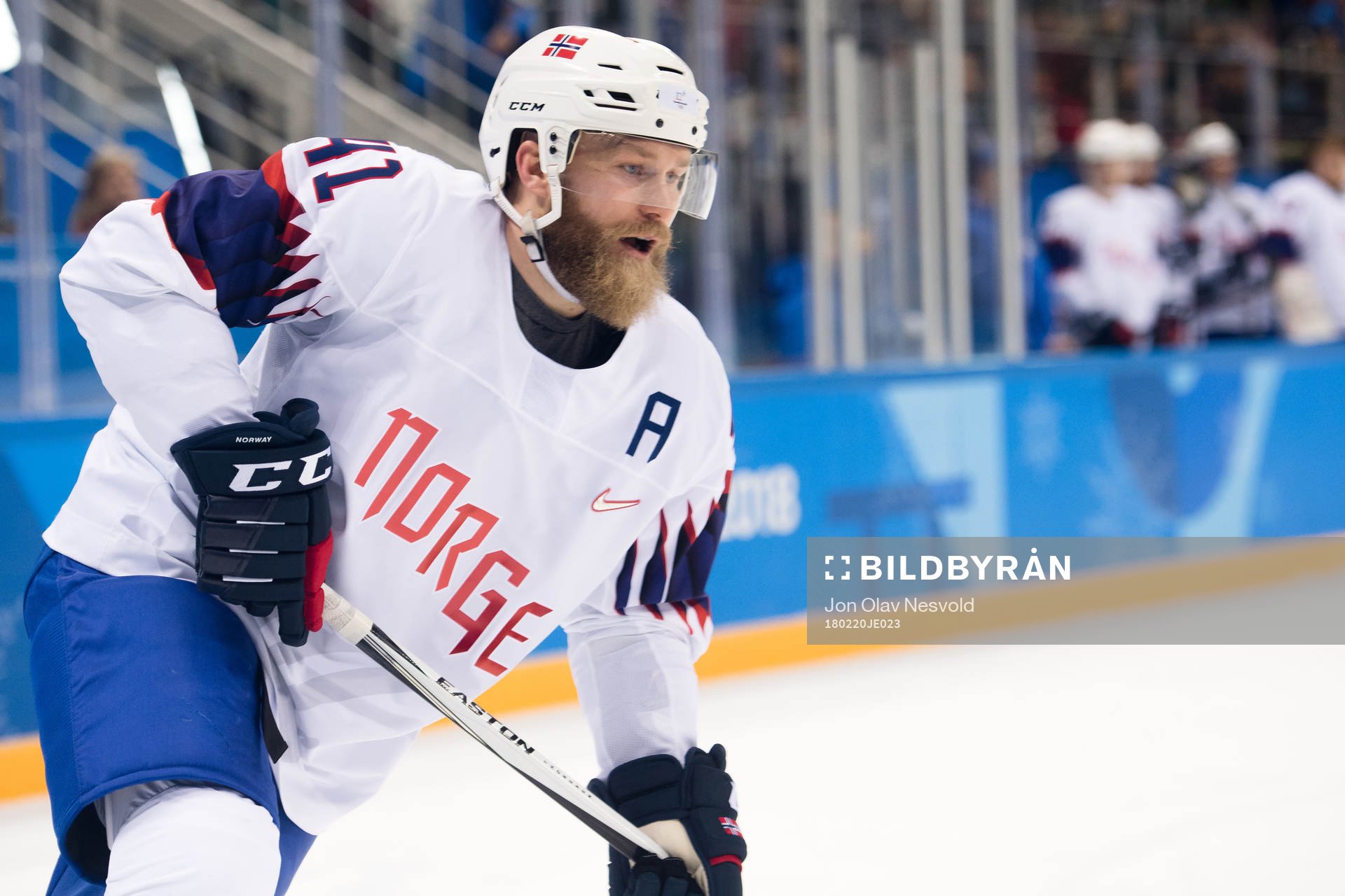 Patrick Thoresen of Norway in the Men's Ice Hockey Playoff