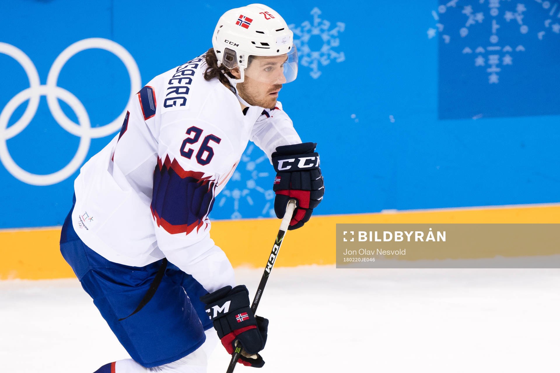 Kristian Forsberg of Norway in the Men's Ice Hockey Playoff
