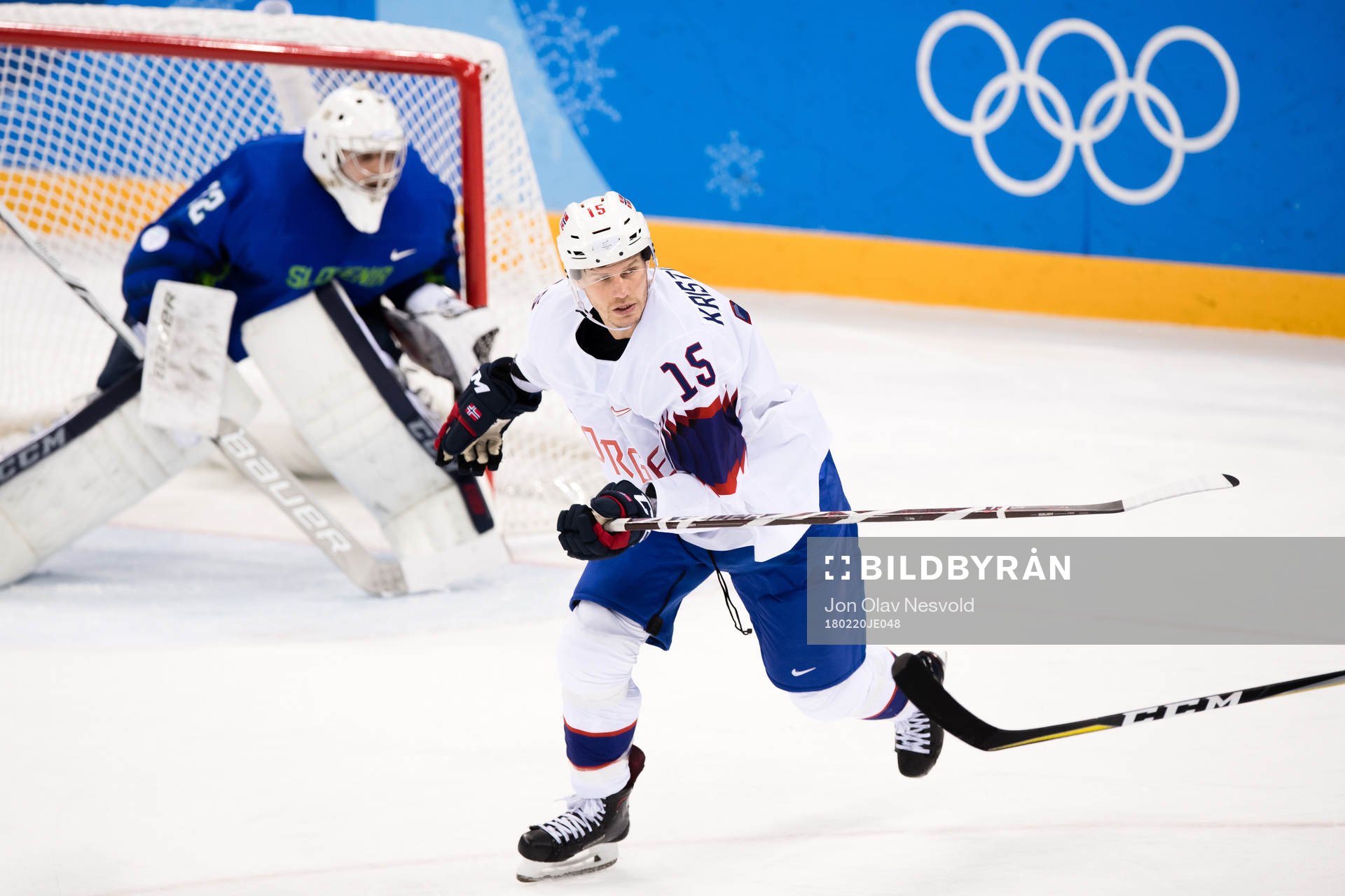 Tommy Kristiansen of Norway in the Men's Ice Hockey Playoff