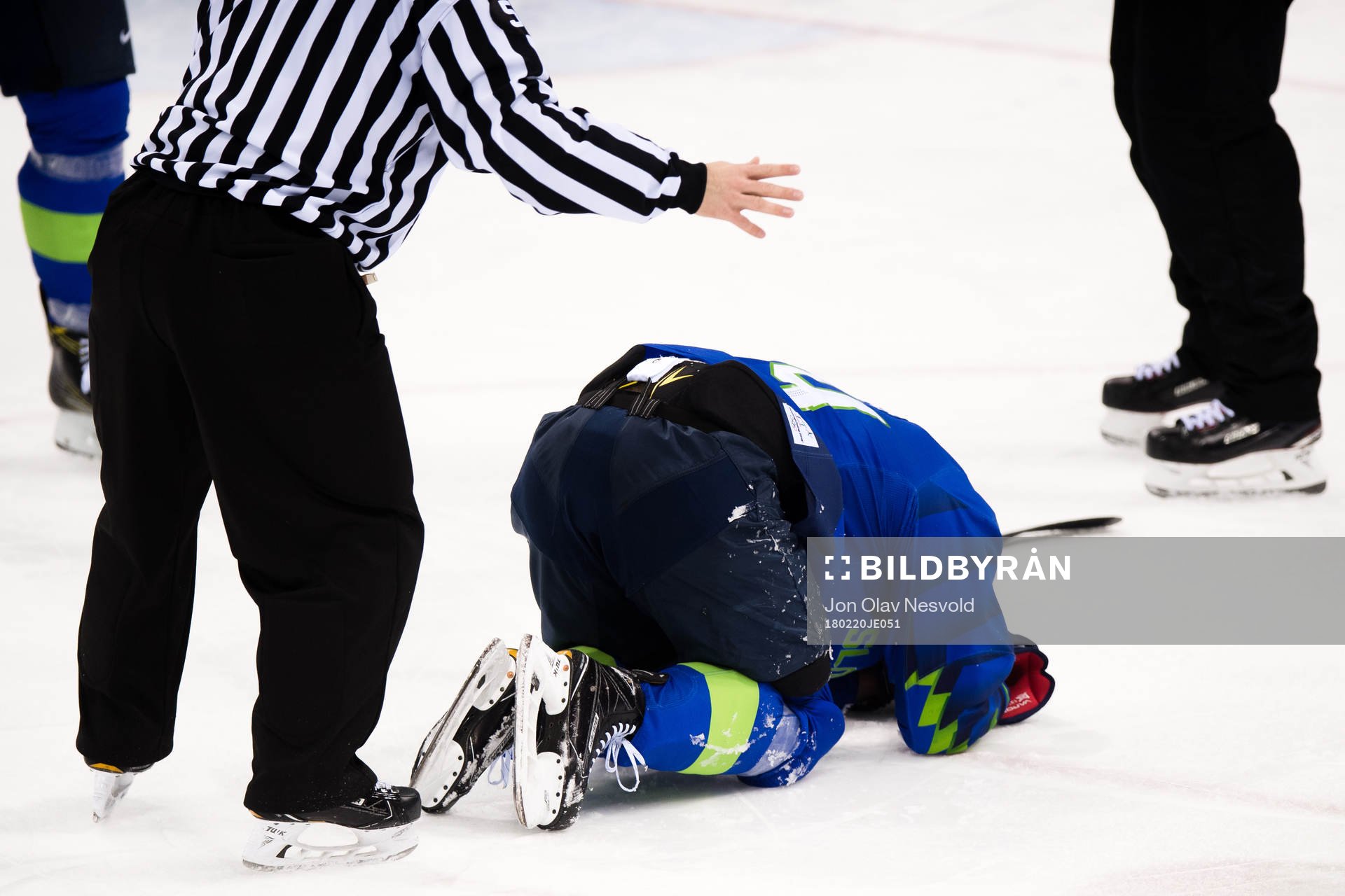 A player of Slovenia in pain