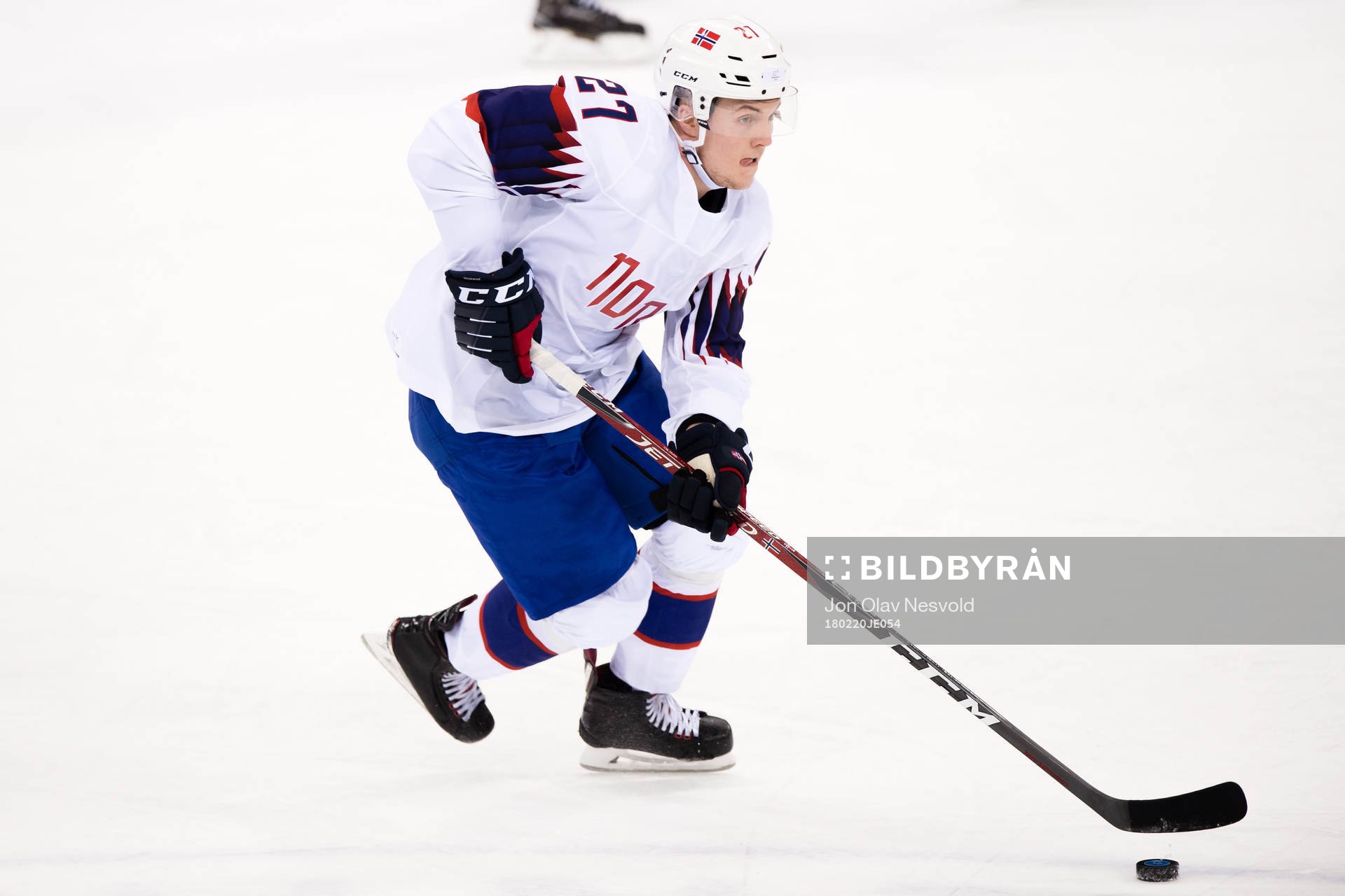 Ludvig Hoff of Norway in the Men's Ice Hockey Playoff match