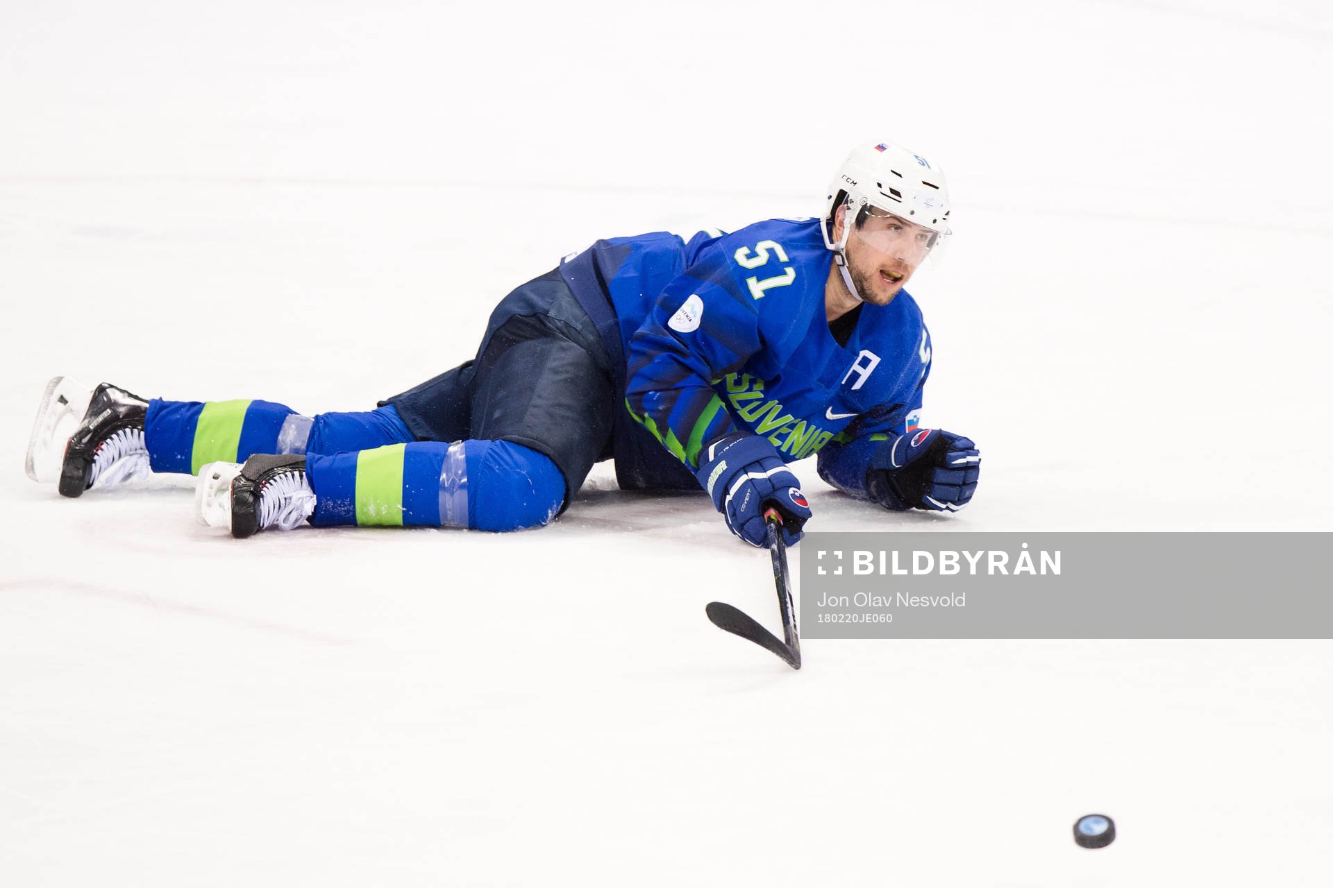 Mitja Robar of Slovenia the Men's Ice Hockey Playoff match
