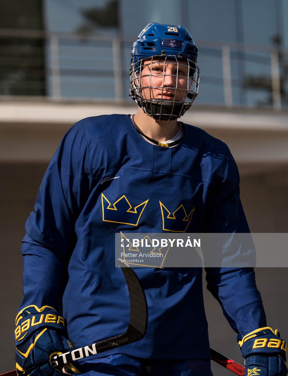 Rasmus Dahlin of Sweden arrives prior a training session