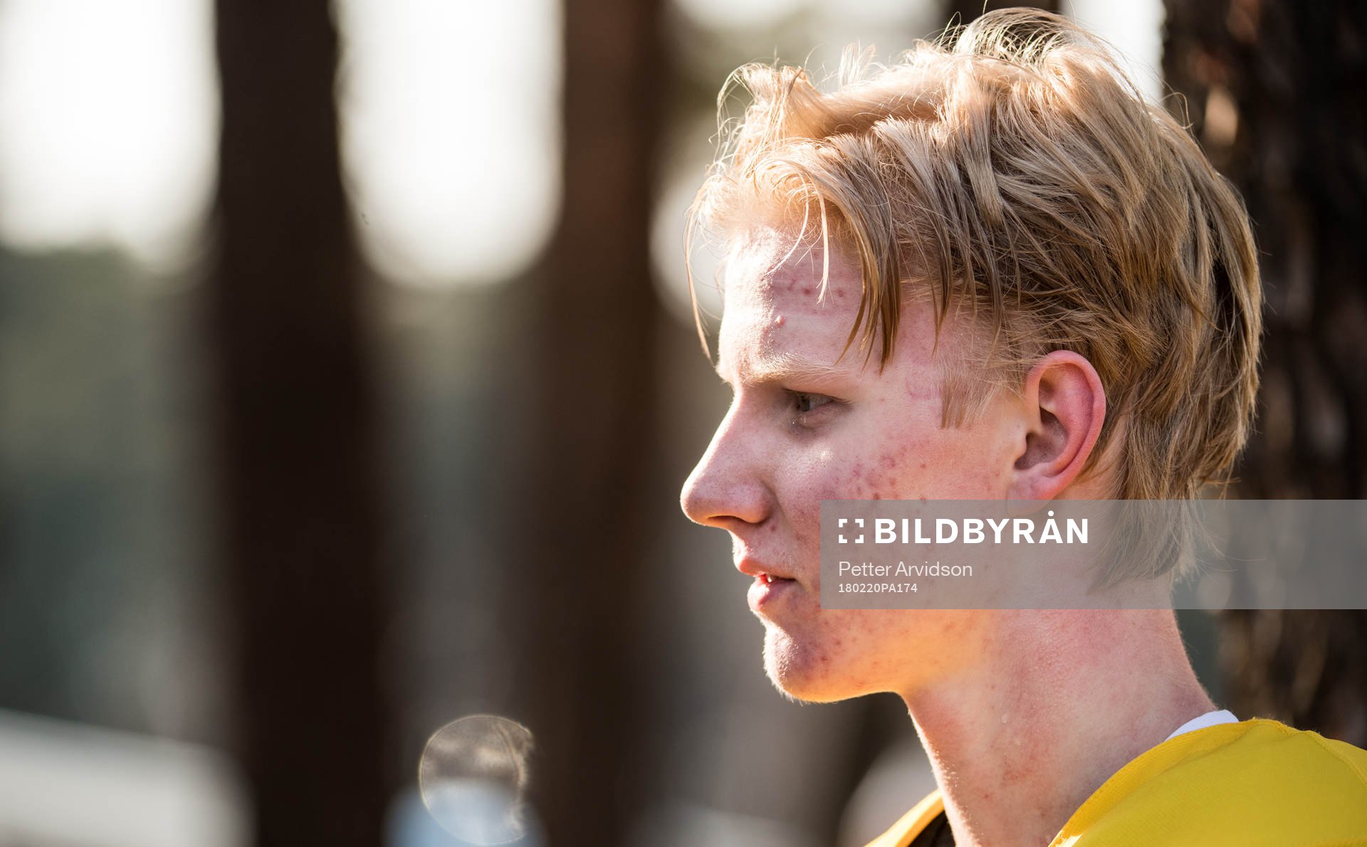 Rasmus Dahlin of Sweden talks to media