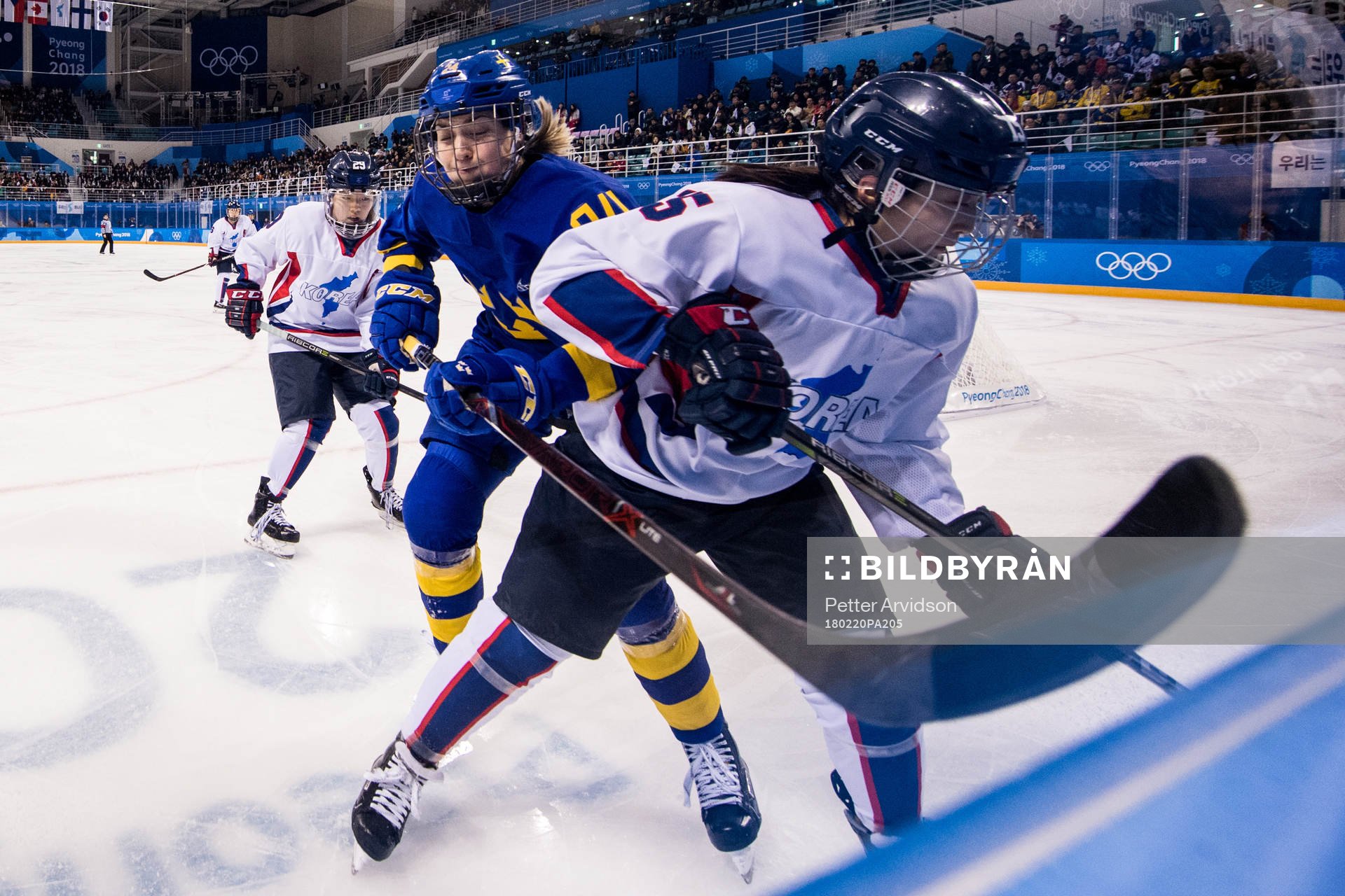 Erika Grahm of Sweden in action with Park Chaelin of Korea