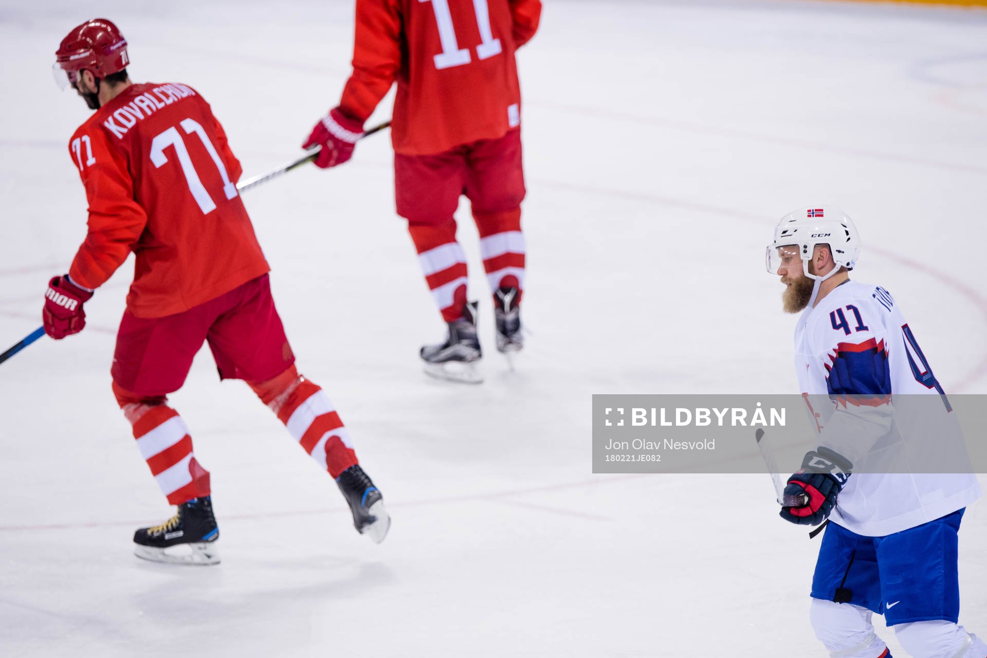 Ilya Kovalchuk Of Russia (OAR) and Patrick Thoresen of
