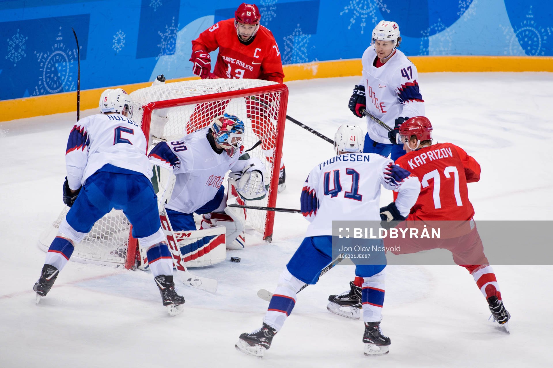 Kirill Kaprizov Of Russia (OAR) scores the 2-0 goal behind