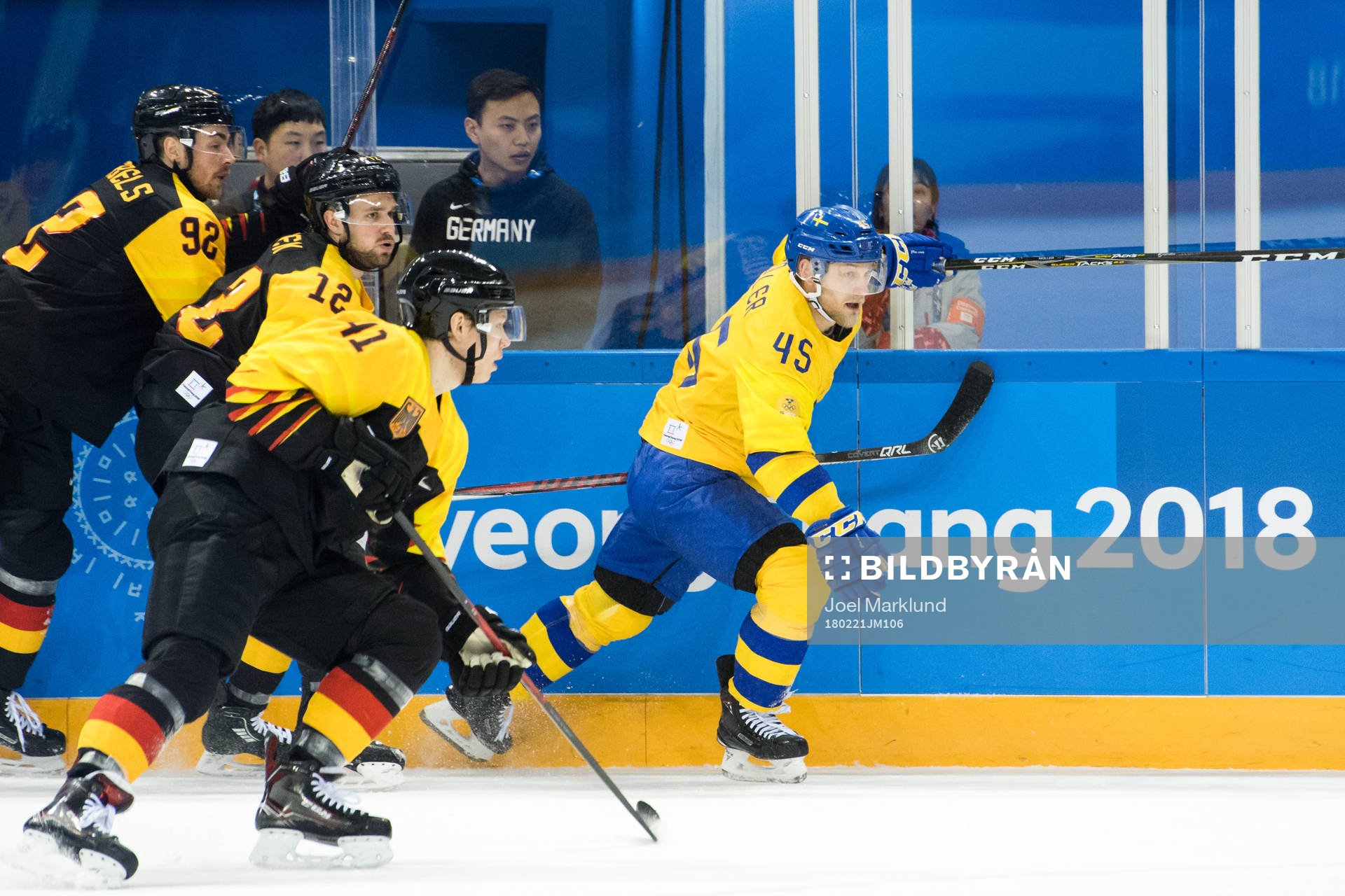 Marcel Noebels, Brooks Macek and Jonas Müller of Germany