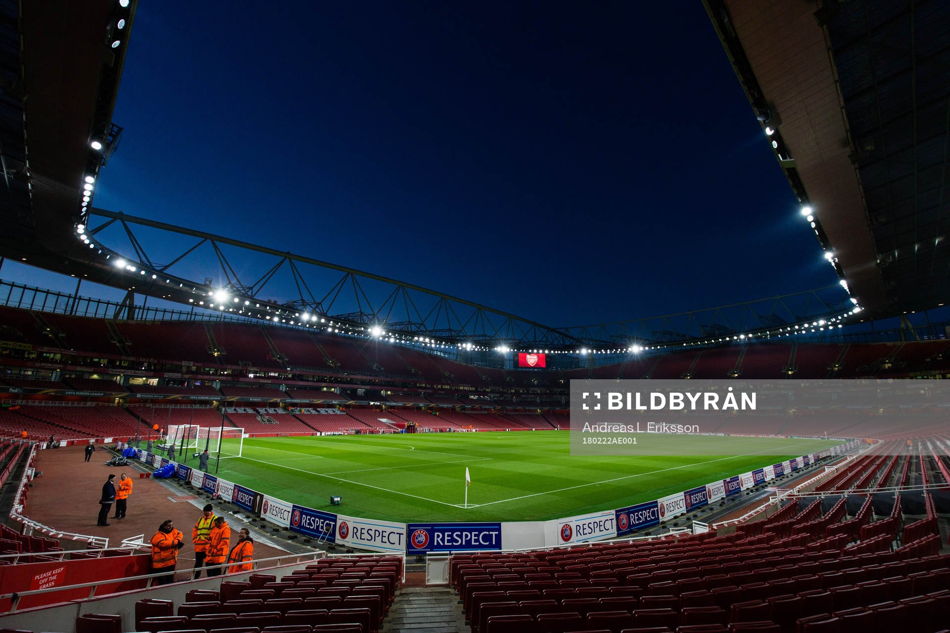 Generell vy över Emirates Stadium innan  fotbollsmatchen i