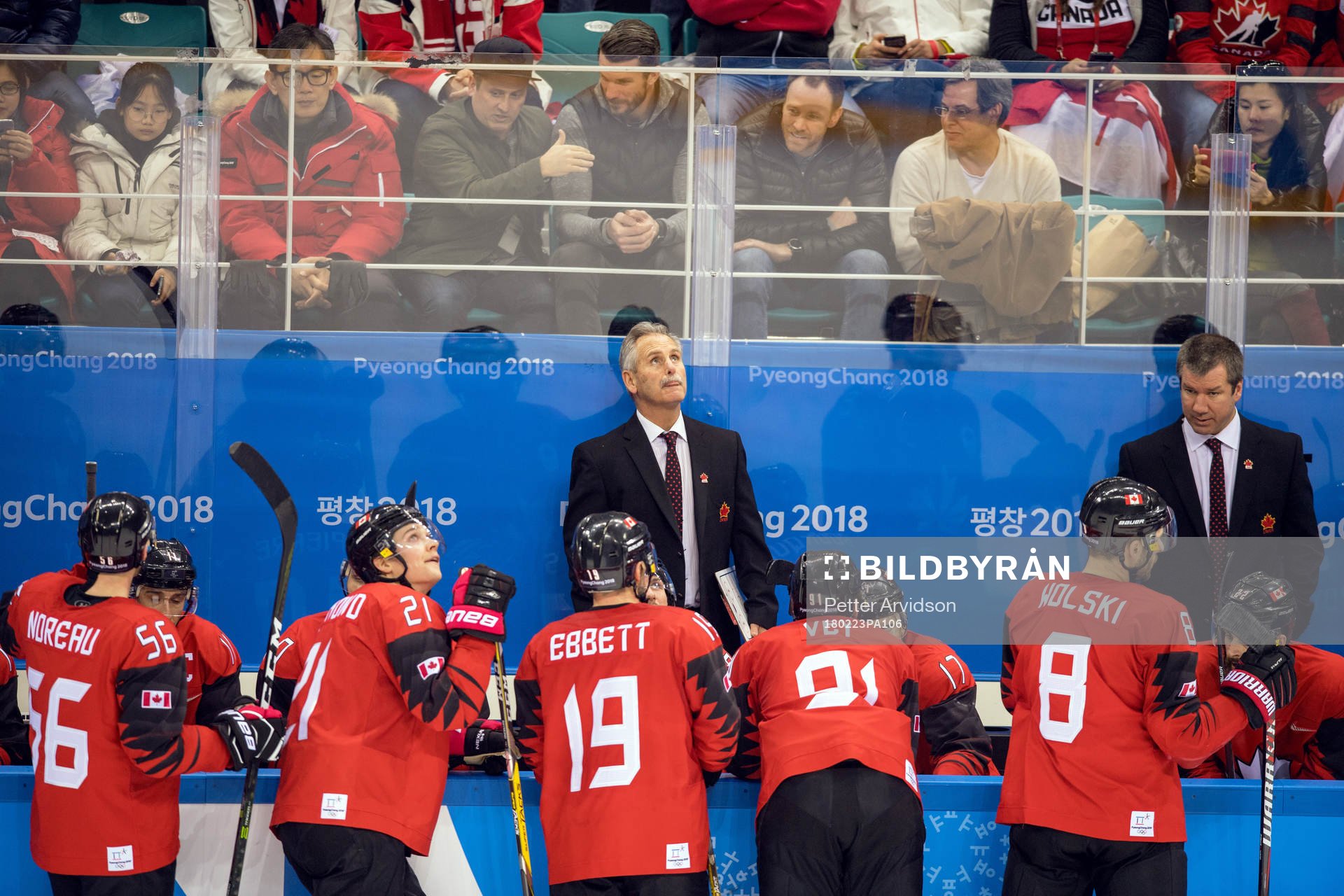 Canada's head coach Willie Desjardins looks dejected in the