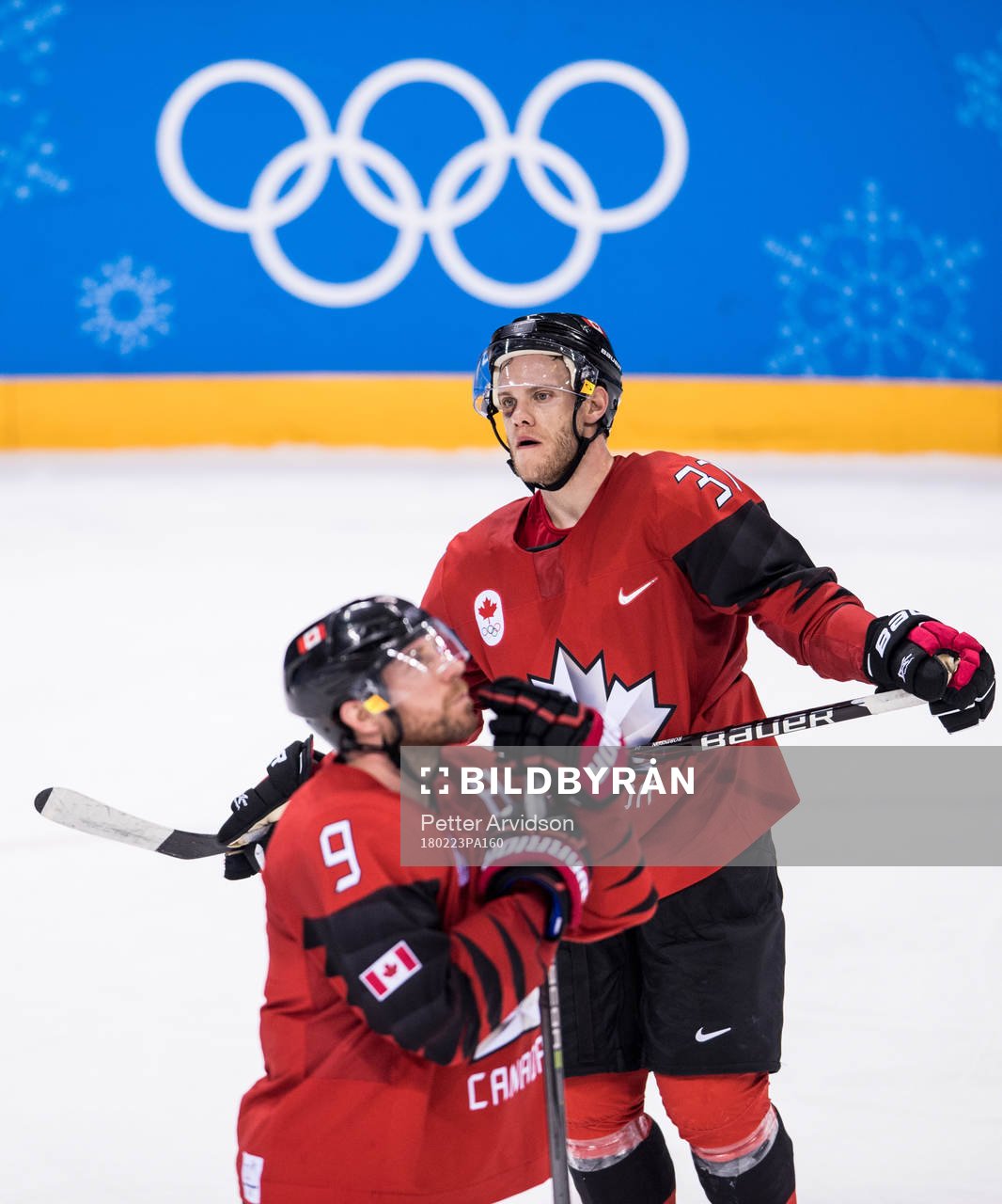 Mat Robinson and Derek Roy of Canada looks dejected