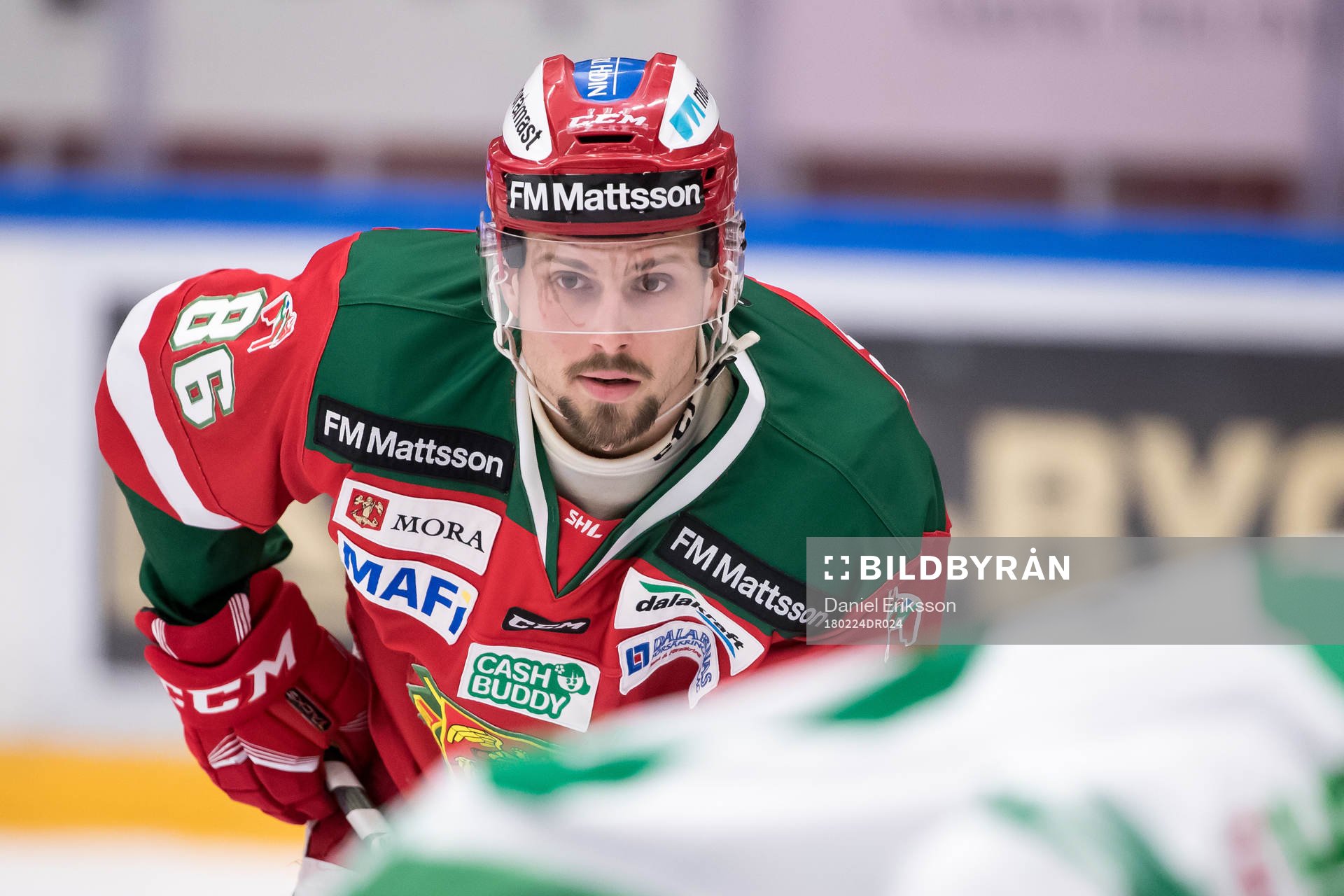 Moras Mathias Bromé  i ishockeymatchen i SHL mellan Mora