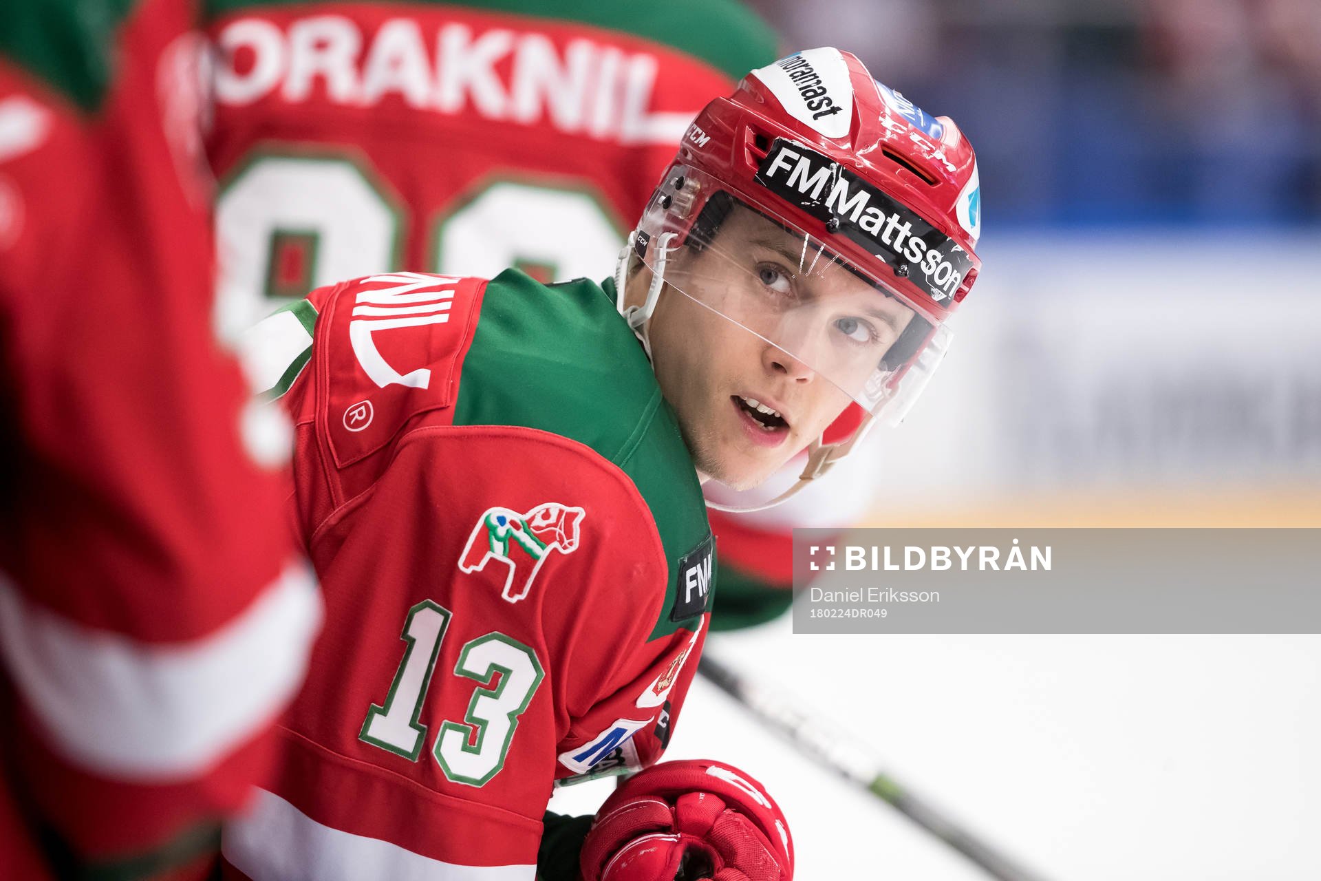 Moras Emil Bejmo  i ishockeymatchen i SHL mellan Mora och