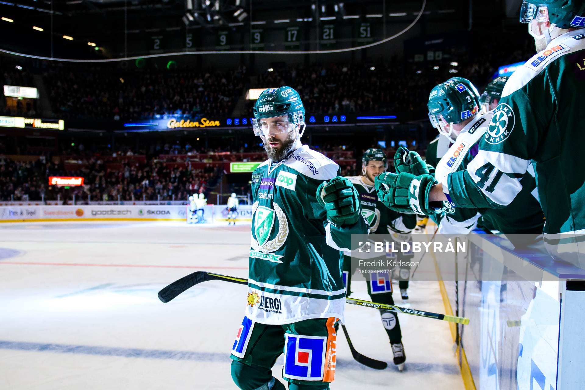 Färjestads Morgan Ellis jublar