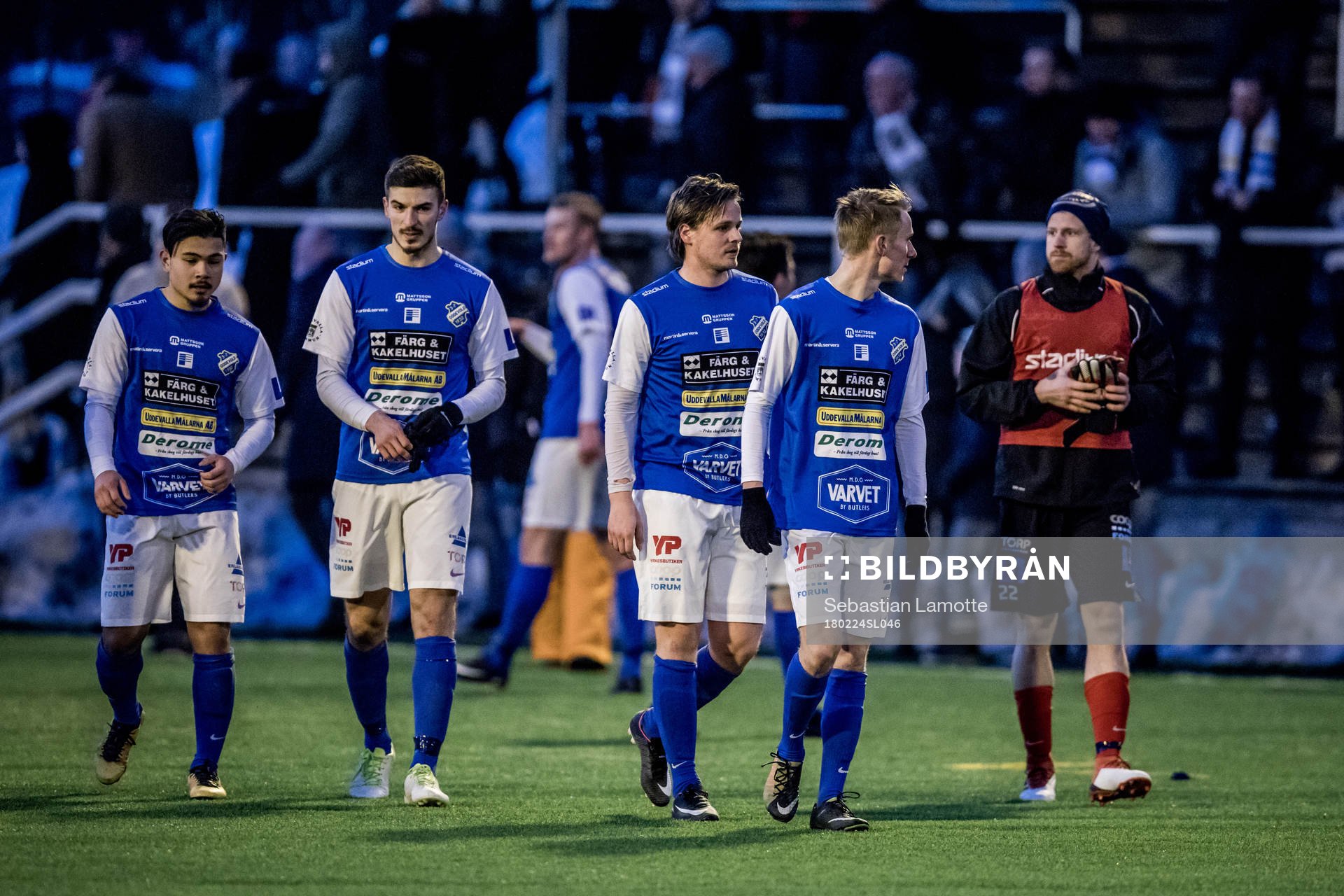 Oddevolds spelare efter fotbollsmatchen i Svenska Cupen mellan Oddevold och AIK den 24 februari 2018 i Uddevalla.