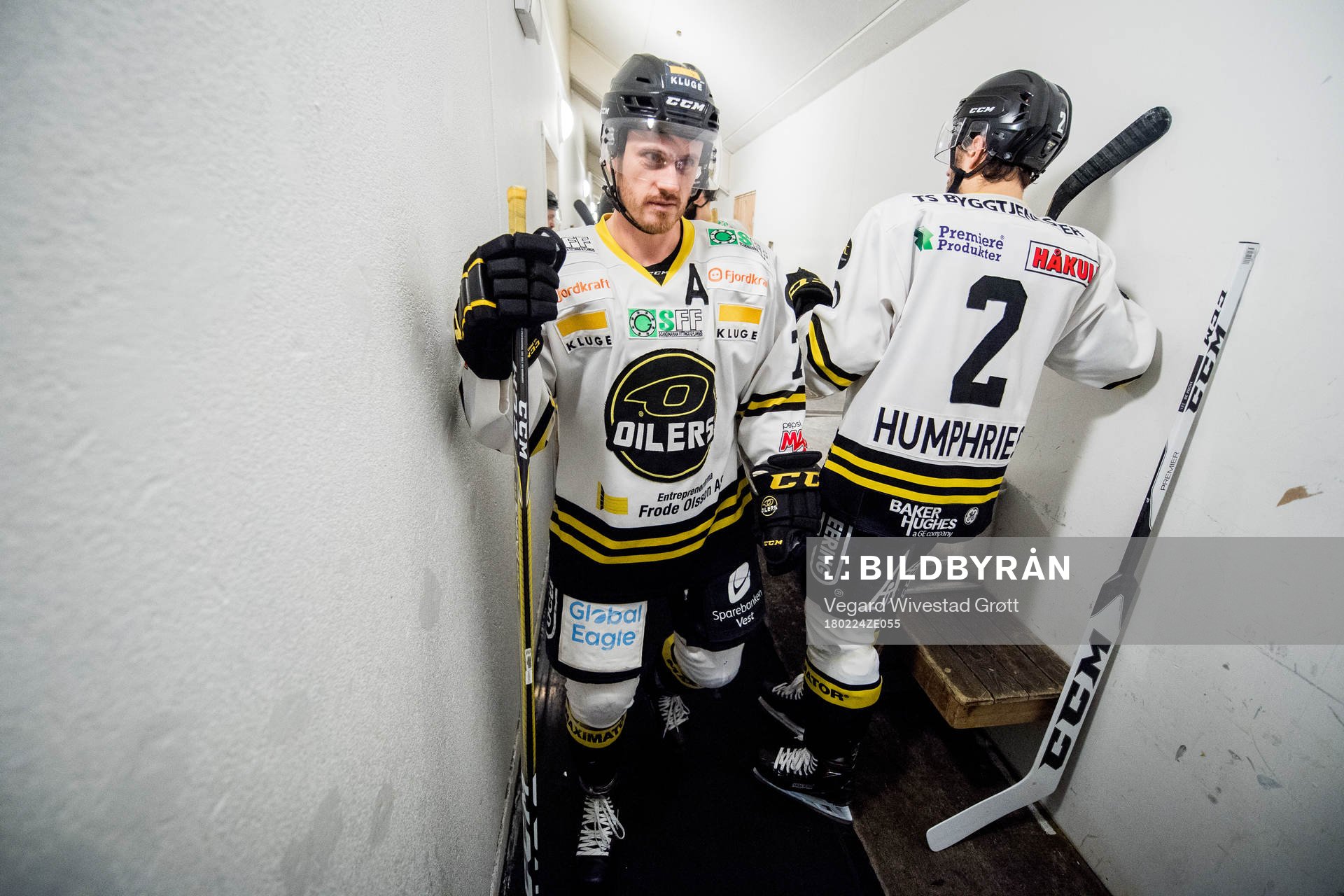 Peter Lorentzen and Spencer Humphries of Stavanger Oilers