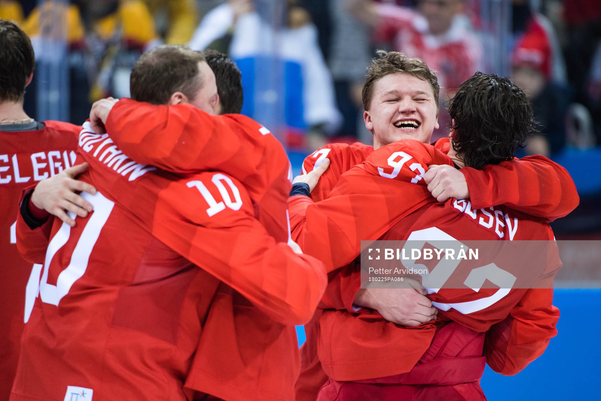 Ivan Telegin  and Nikita Gusev Of Russia (OAR) celebrating